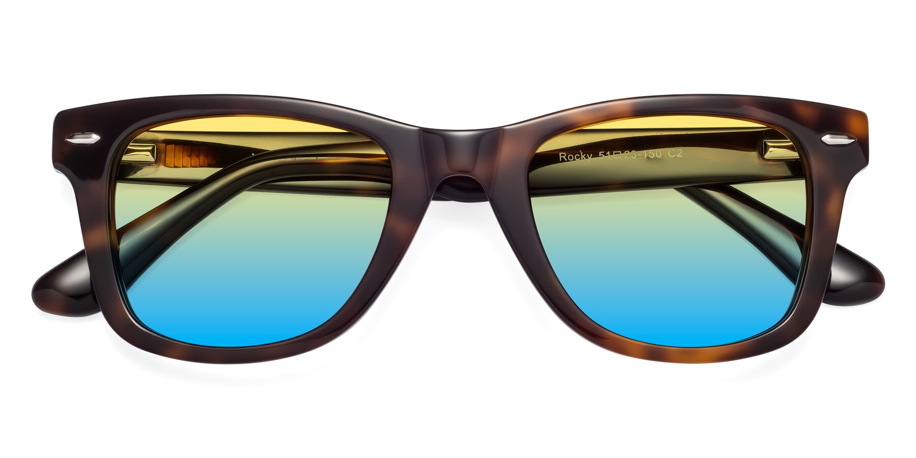 Folded Front of Rocky in Tortoise with Yellow / Blue Gradient Lenses