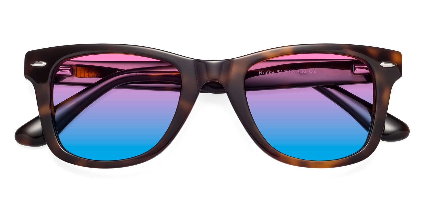 Folded Front of Rocky in Tortoise with Pink / Blue Gradient Lenses