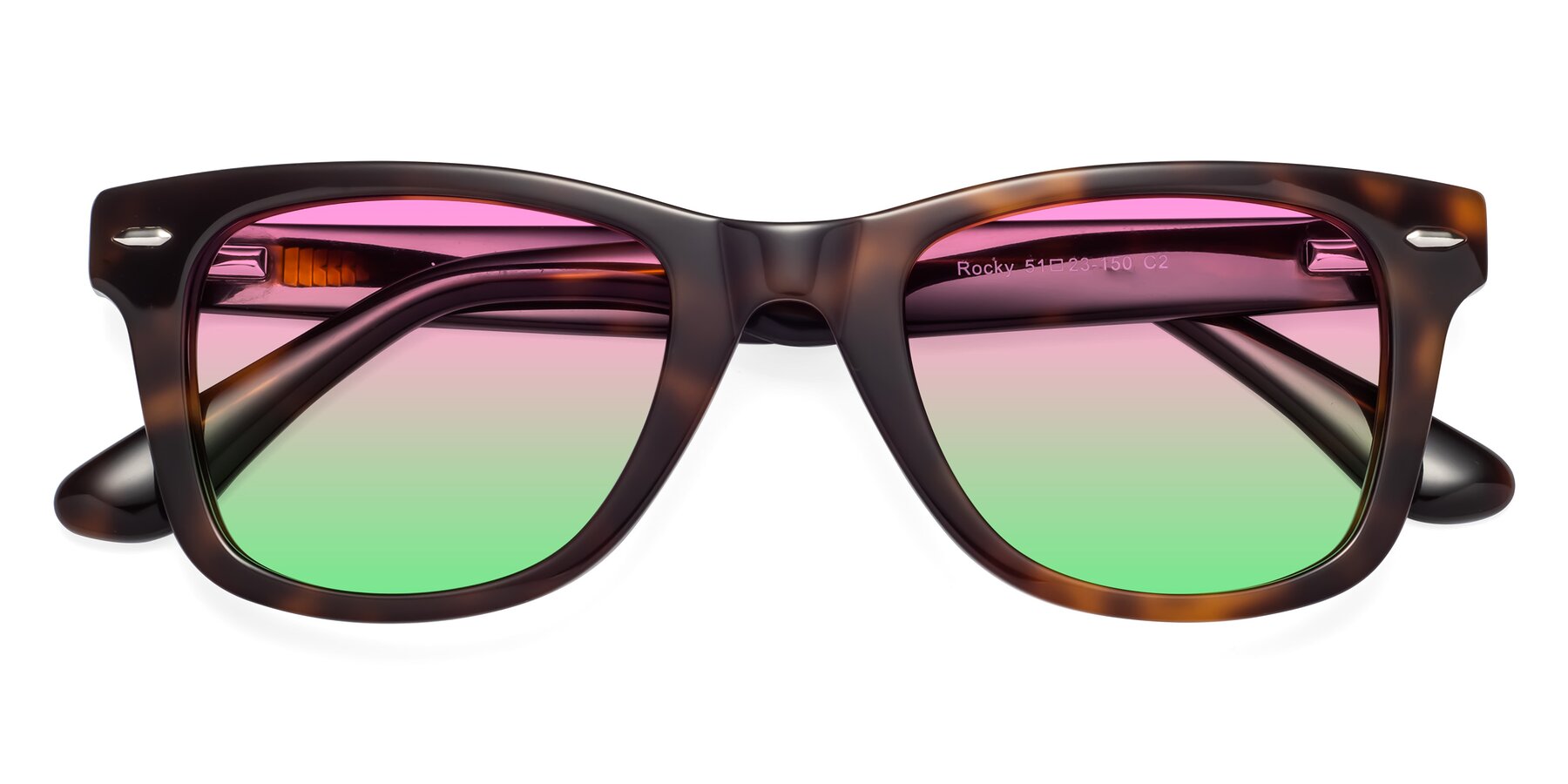 Folded Front of Rocky in Tortoise with Pink / Green Gradient Lenses