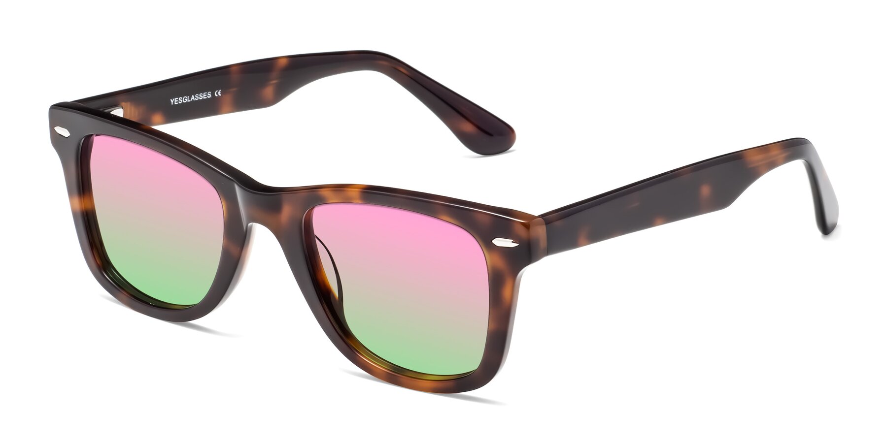 Angle of Rocky in Tortoise with Pink / Green Gradient Lenses