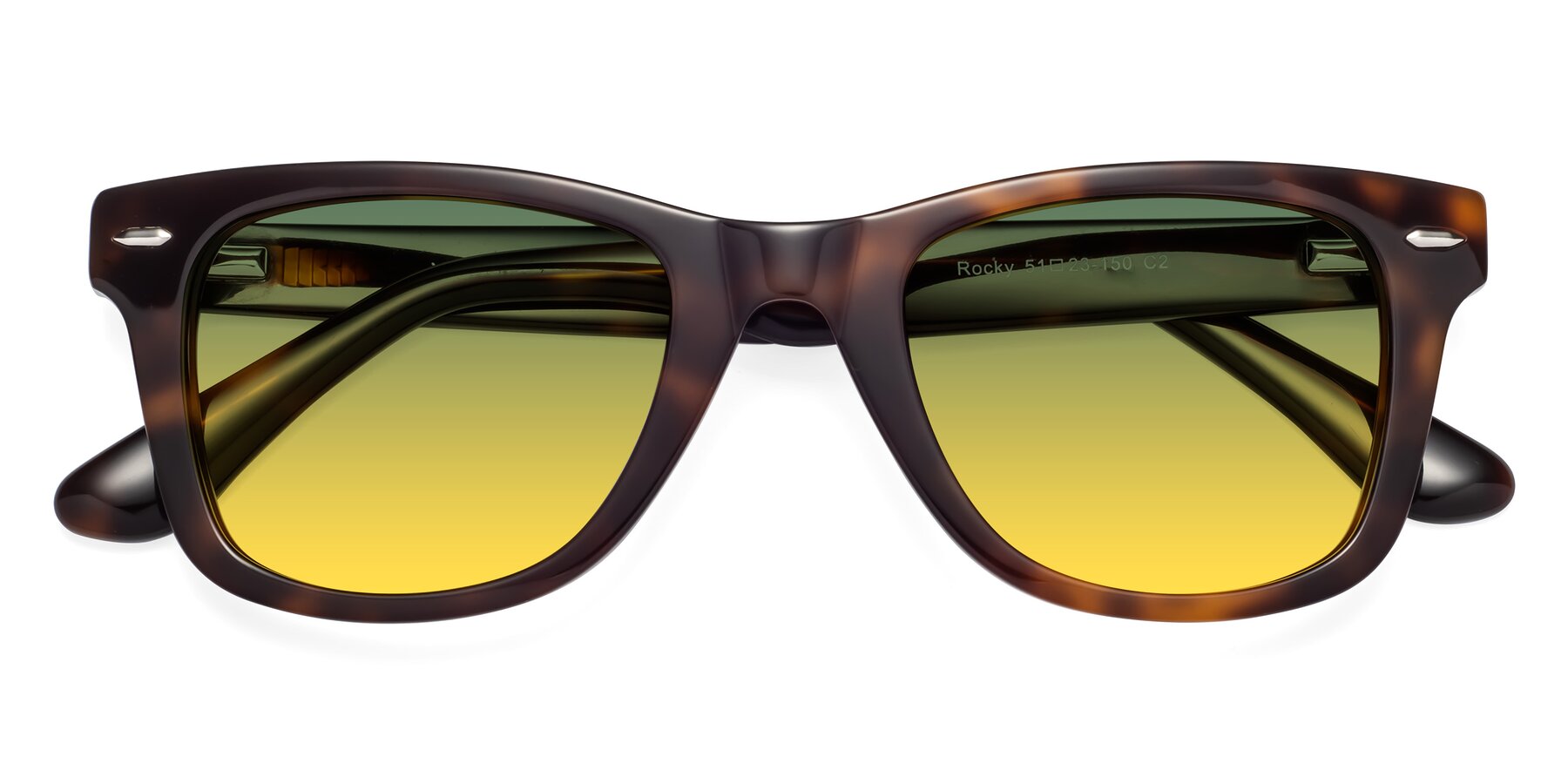 Folded Front of Rocky in Tortoise with Green / Yellow Gradient Lenses