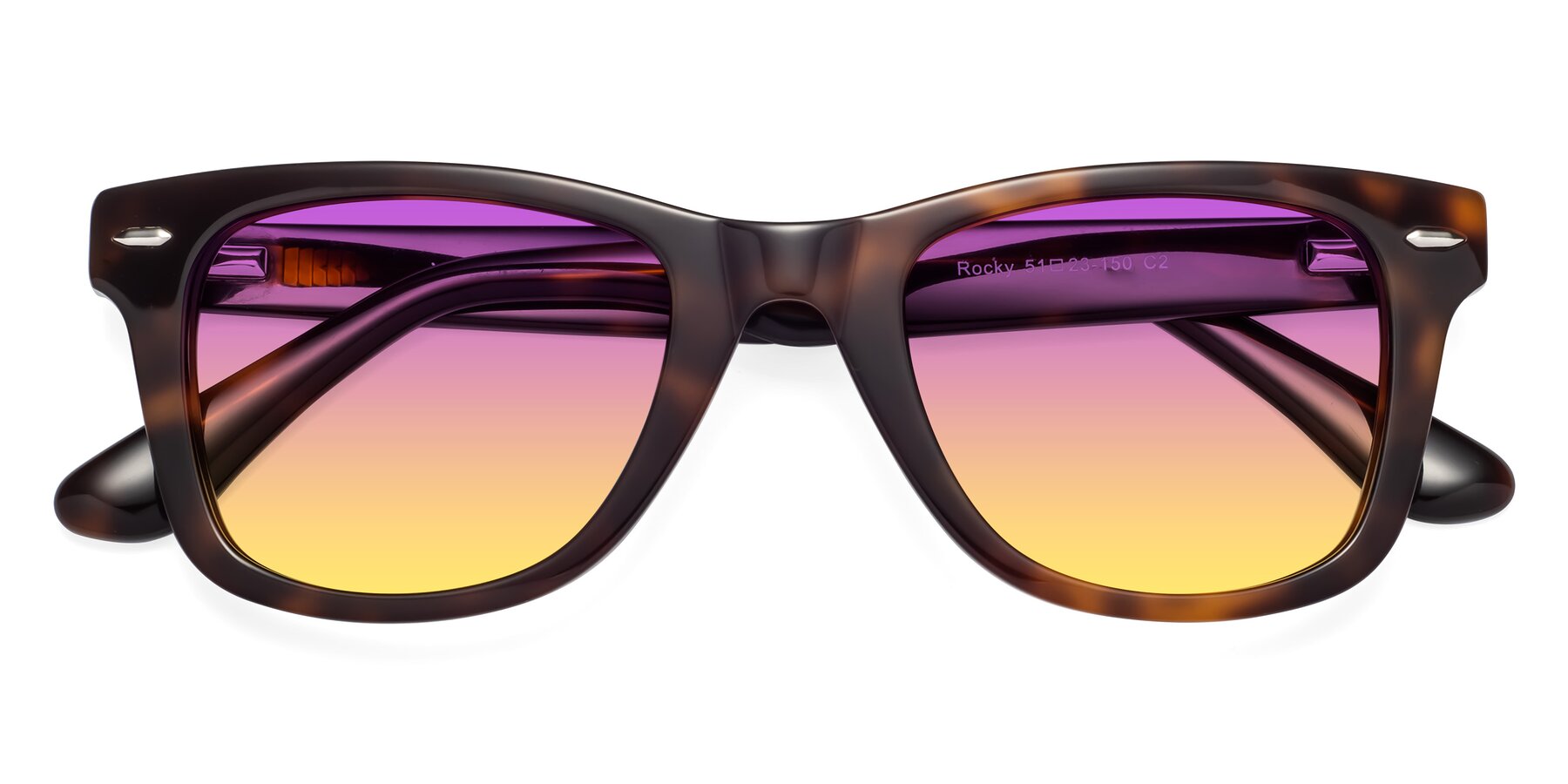 Folded Front of Rocky in Tortoise with Purple / Yellow Gradient Lenses