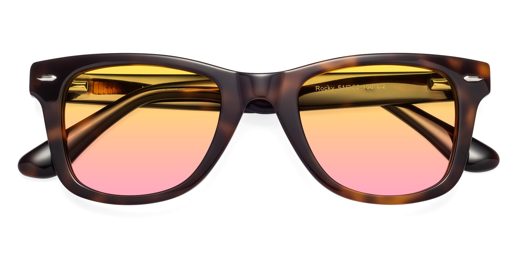 Folded Front of Rocky in Tortoise with Yellow / Pink Gradient Lenses