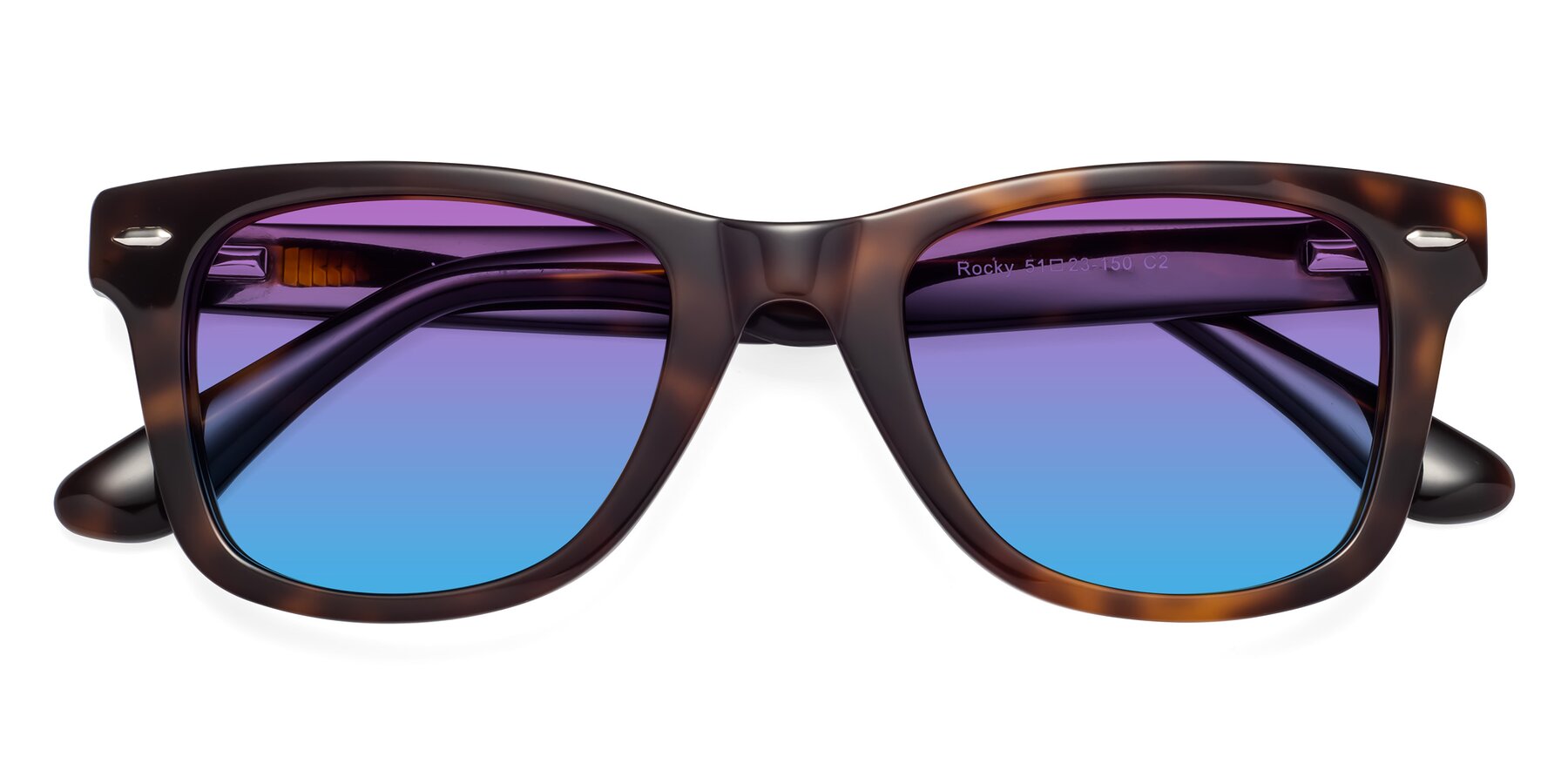 Folded Front of Rocky in Tortoise with Purple / Blue Gradient Lenses