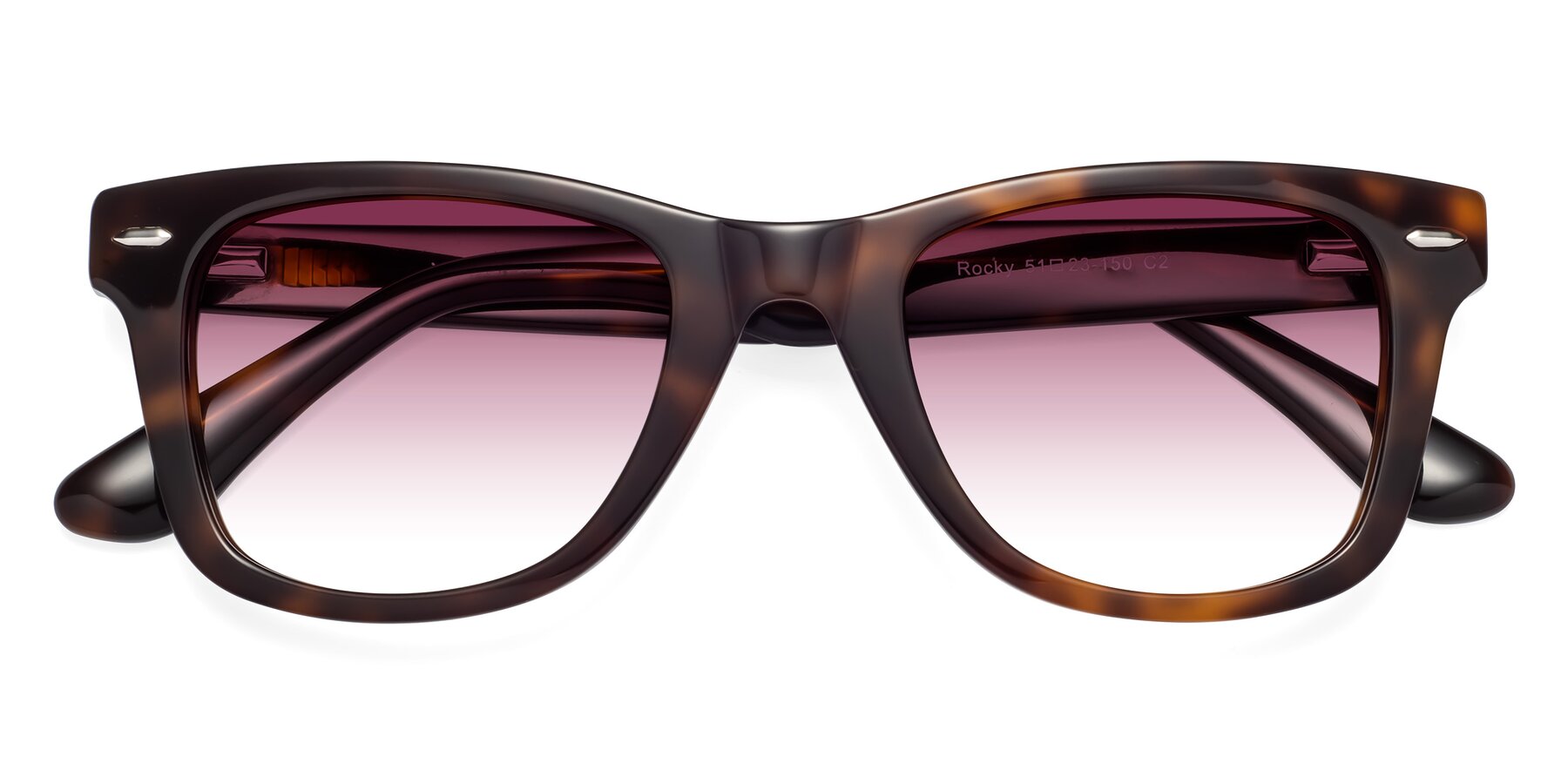 Folded Front of Rocky in Tortoise with Wine Gradient Lenses