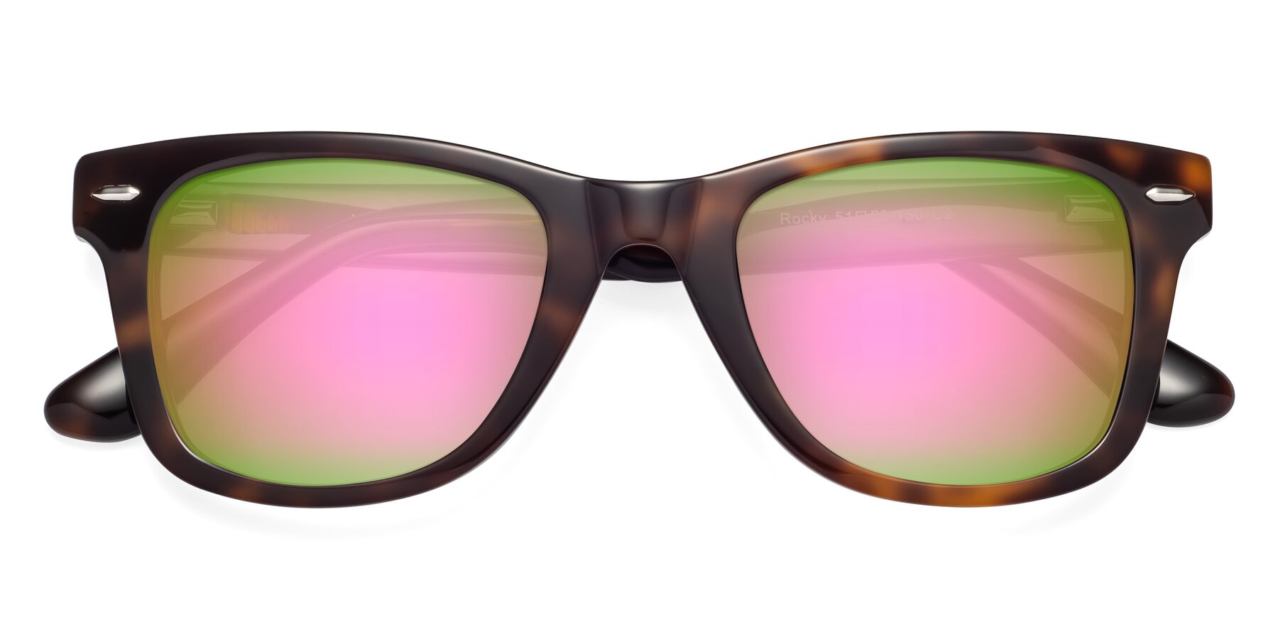 Folded Front of Rocky in Tortoise with Pink Mirrored Lenses