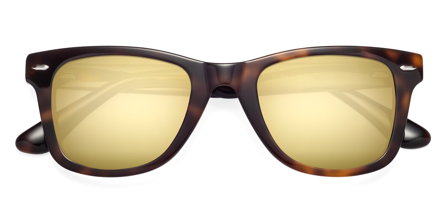 Folded Front of Rocky in Tortoise with Gold Mirrored Lenses