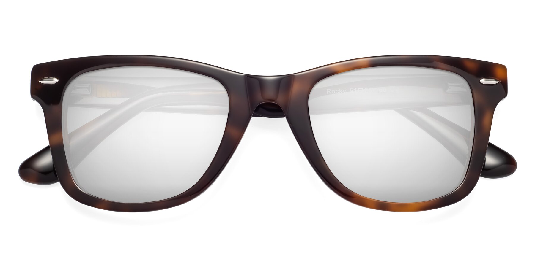 Folded Front of Rocky in Tortoise with Silver Mirrored Lenses