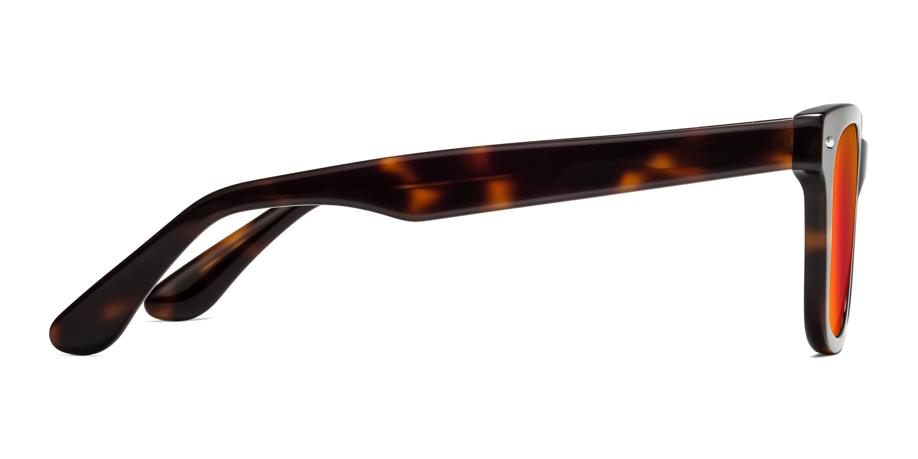 Side of Rocky in Tortoise with Red Gold Mirrored Lenses
