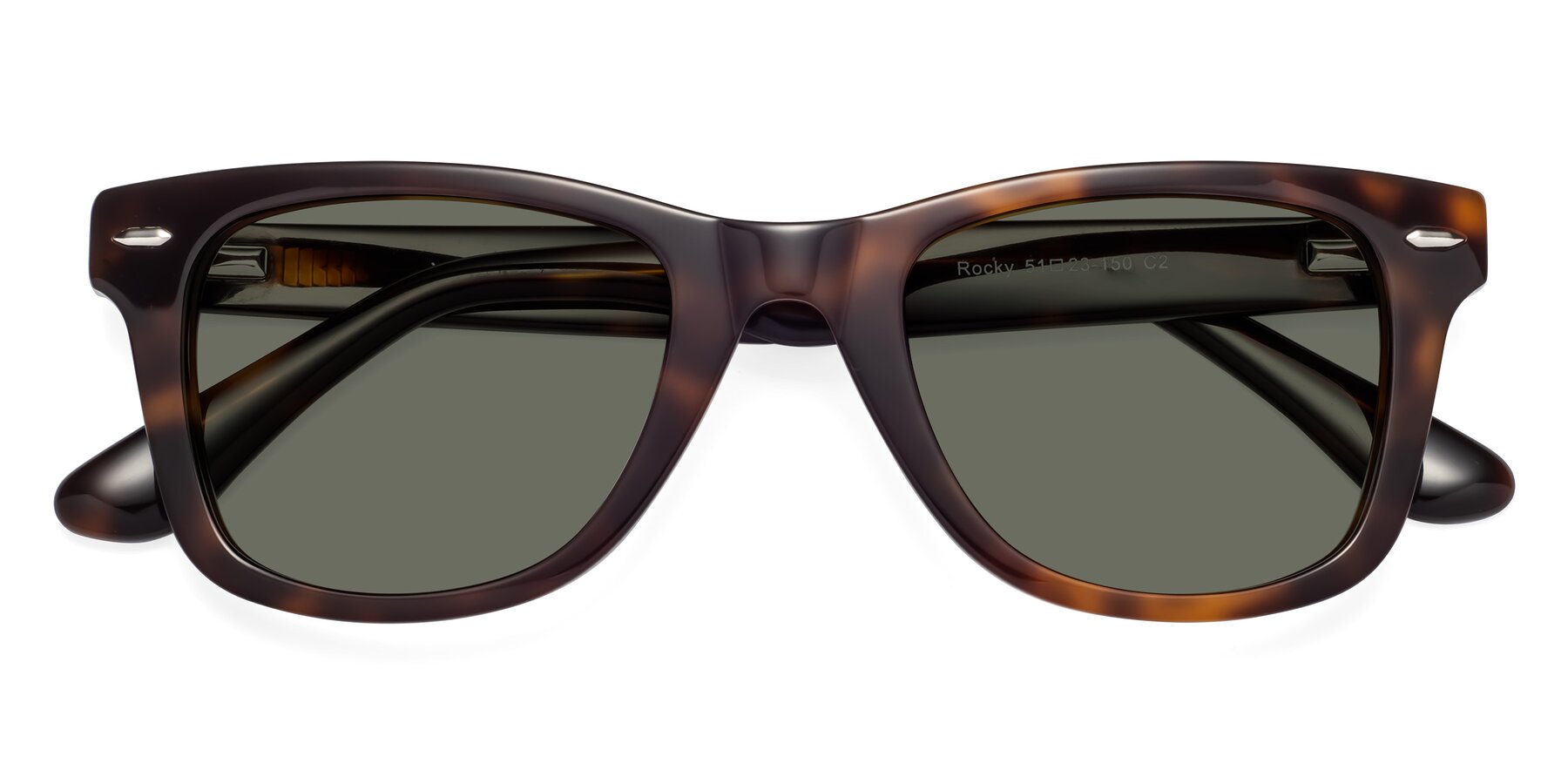 Folded Front of Rocky in Tortoise with Gray Polarized Lenses