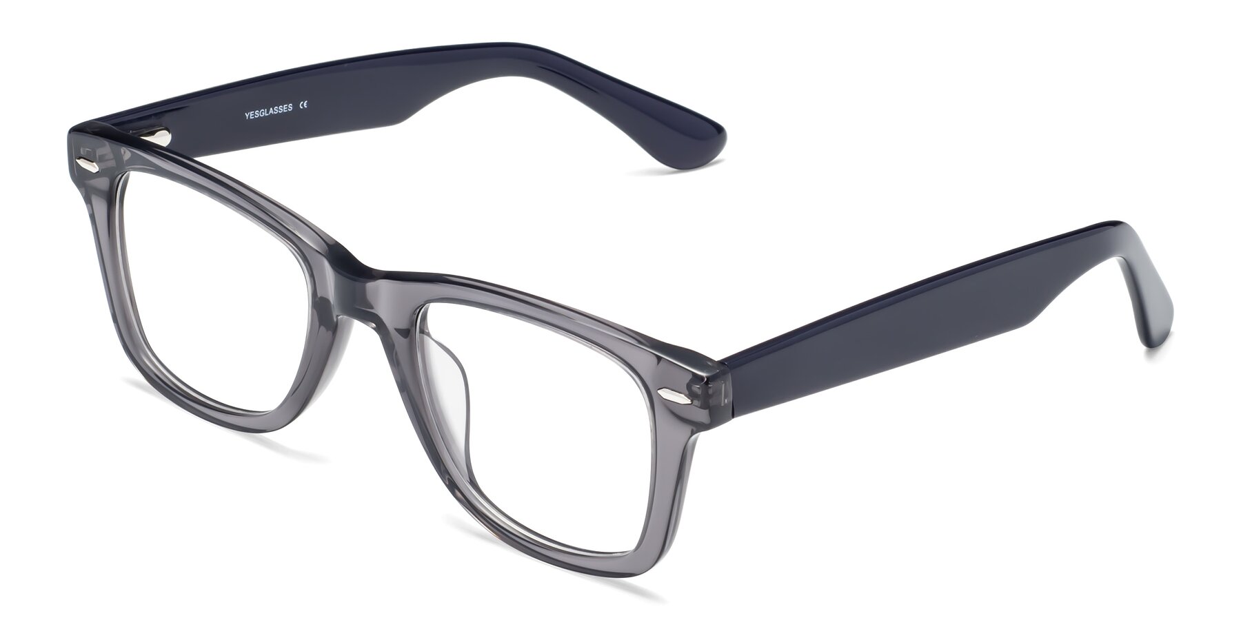 Angle of Rocky in Transprent Grey with Clear Eyeglass Lenses