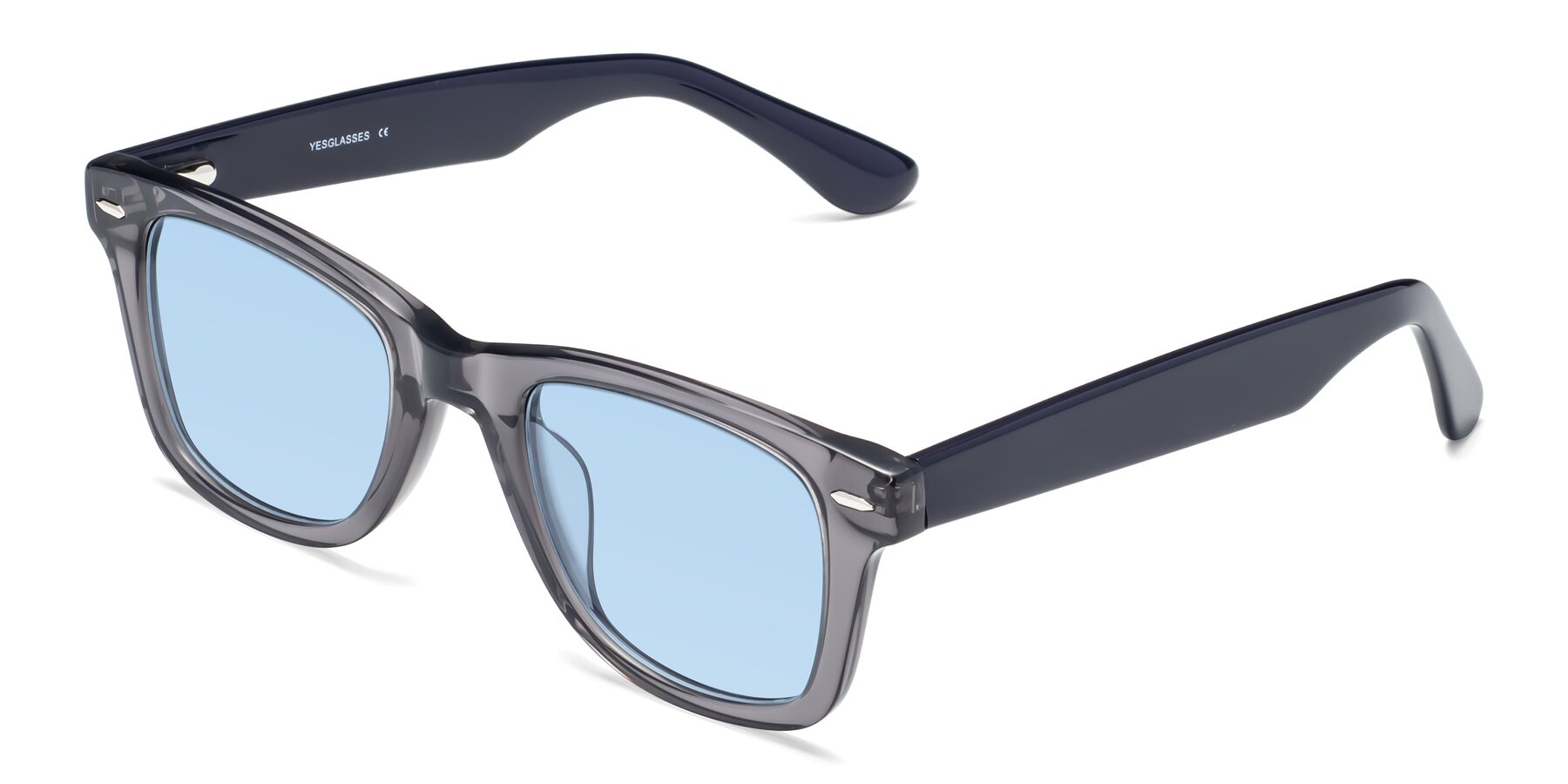 Angle of Rocky in Transprent Grey with Light Blue Tinted Lenses