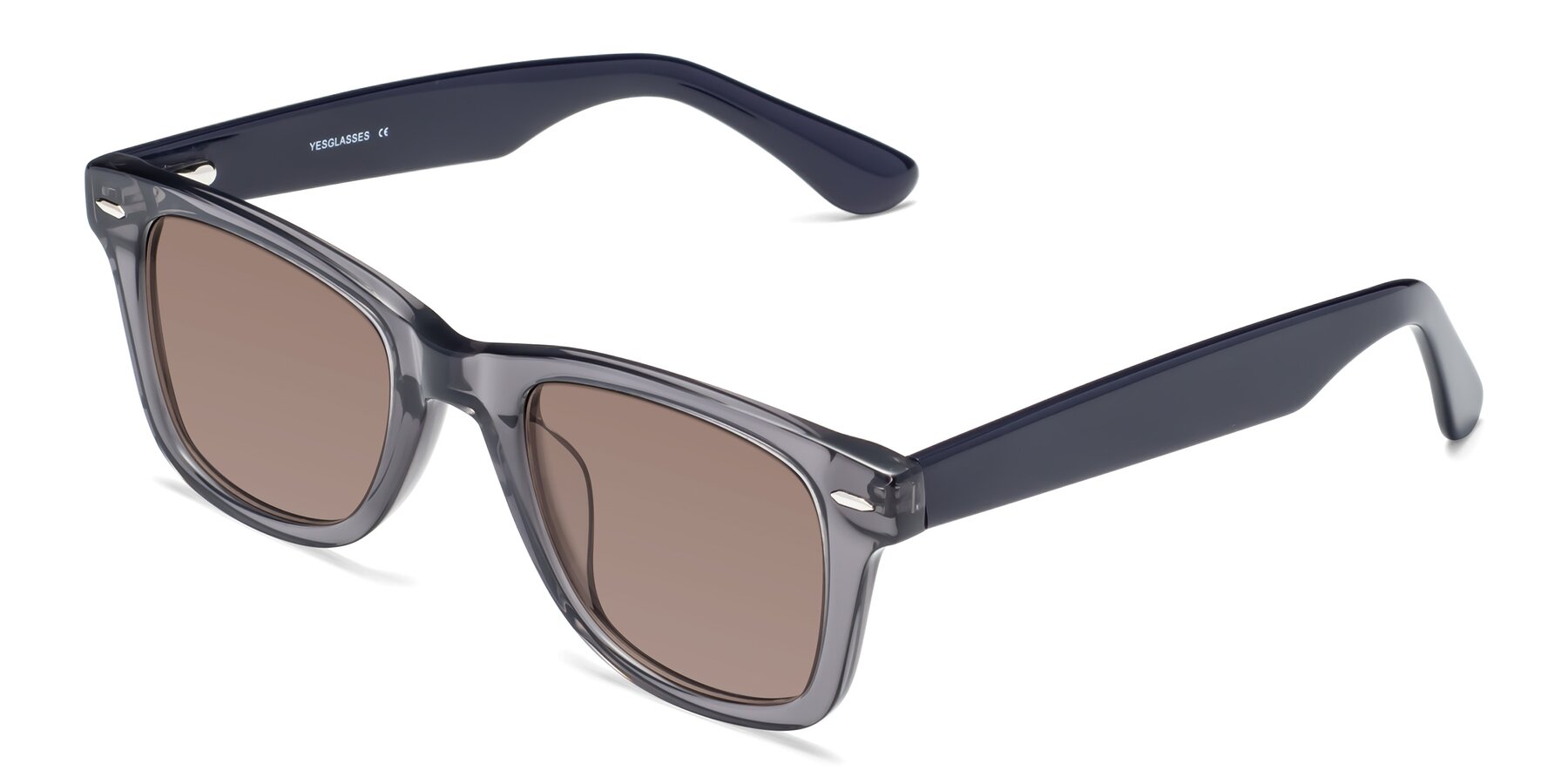 Angle of Rocky in Transprent Grey with Medium Brown Tinted Lenses
