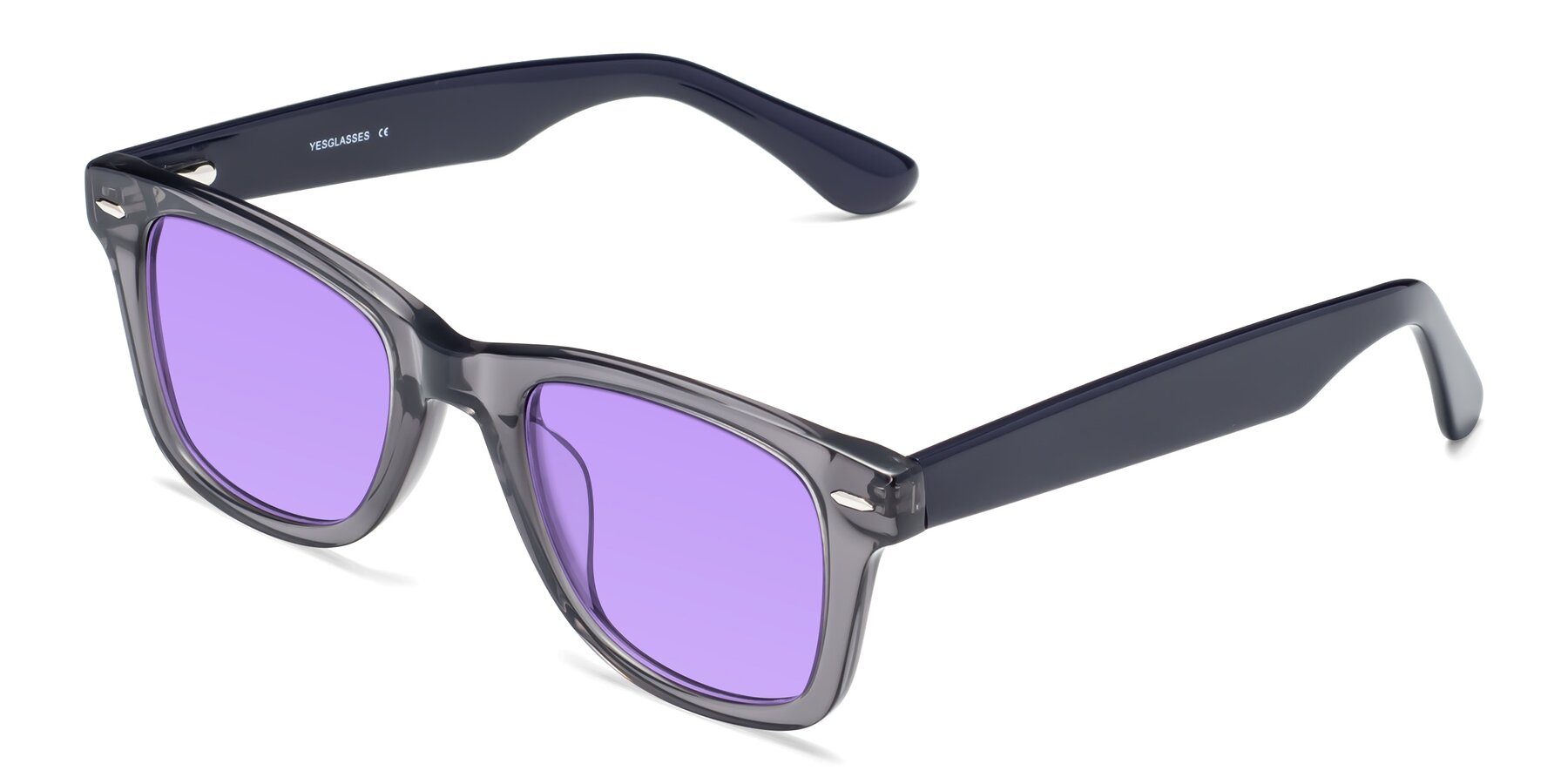 Angle of Rocky in Transprent Grey with Medium Purple Tinted Lenses