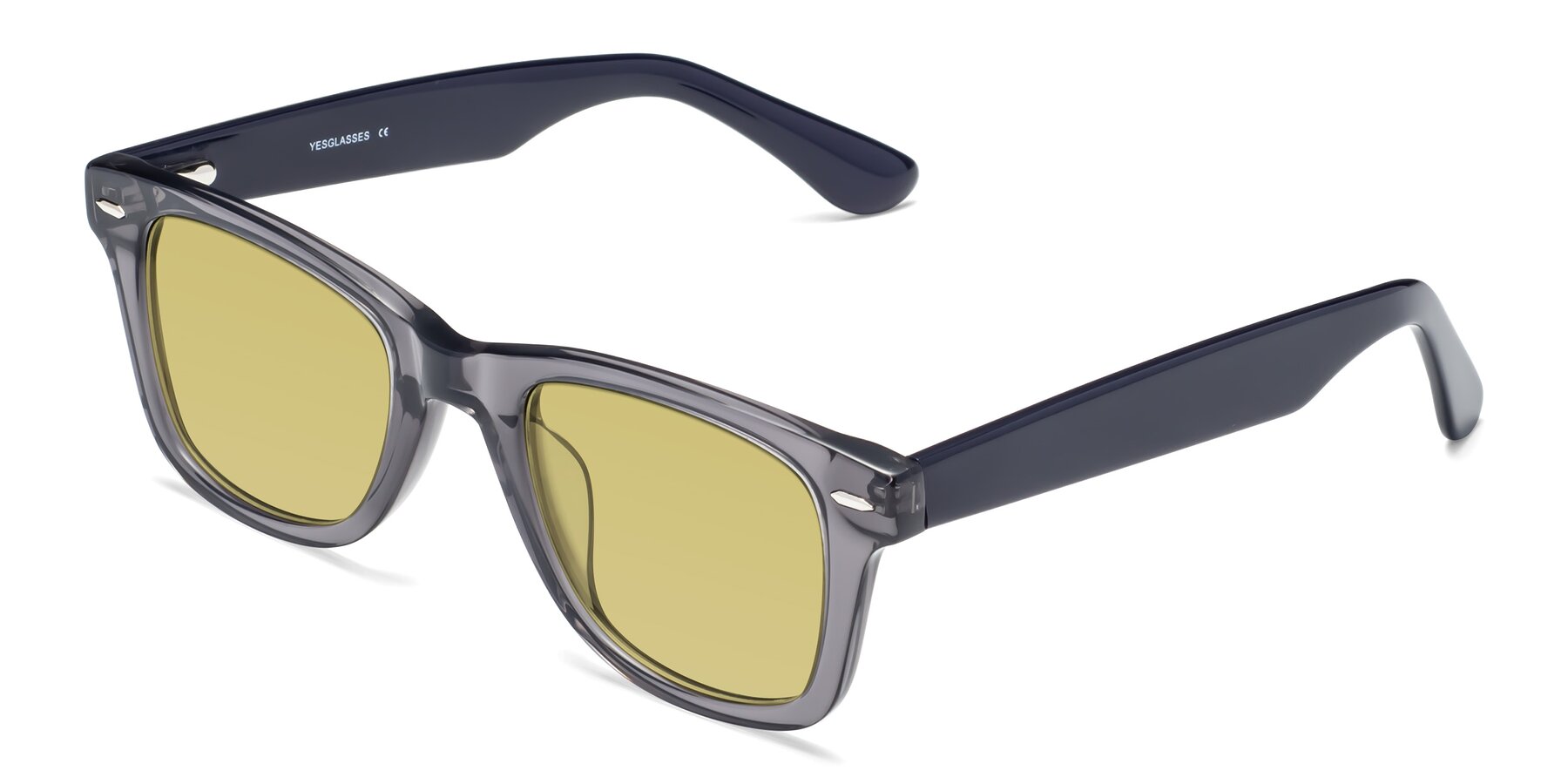 Angle of Rocky in Transprent Grey with Medium Champagne Tinted Lenses