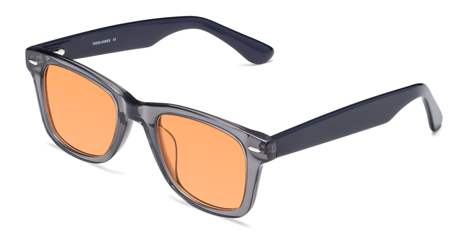 Angle of Rocky in Transprent Grey with Medium Orange Tinted Lenses