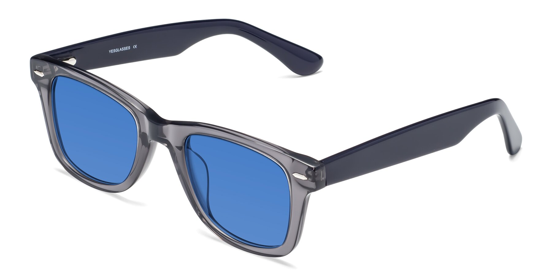 Angle of Rocky in Transprent Grey with Blue Tinted Lenses