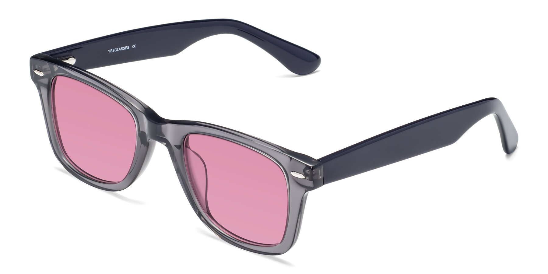 Angle of Rocky in Transprent Grey with Medium Wine Tinted Lenses