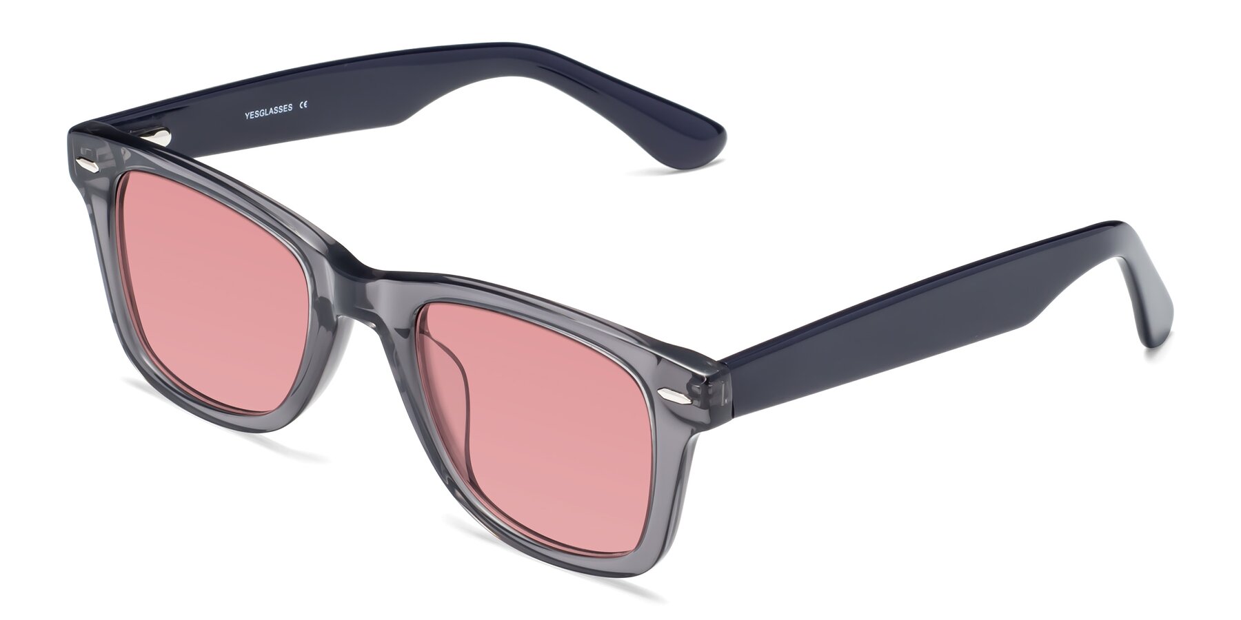 Angle of Rocky in Transprent Grey with Medium Garnet Tinted Lenses