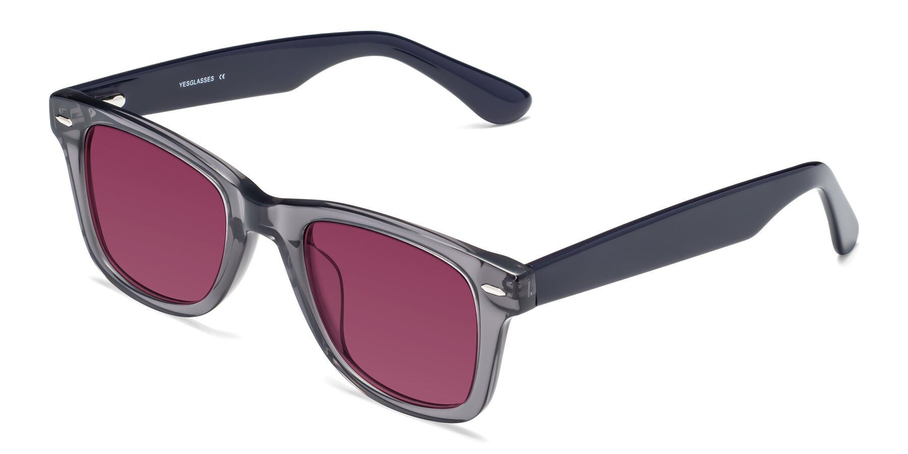 Angle of Rocky in Transprent Grey with Wine Tinted Lenses