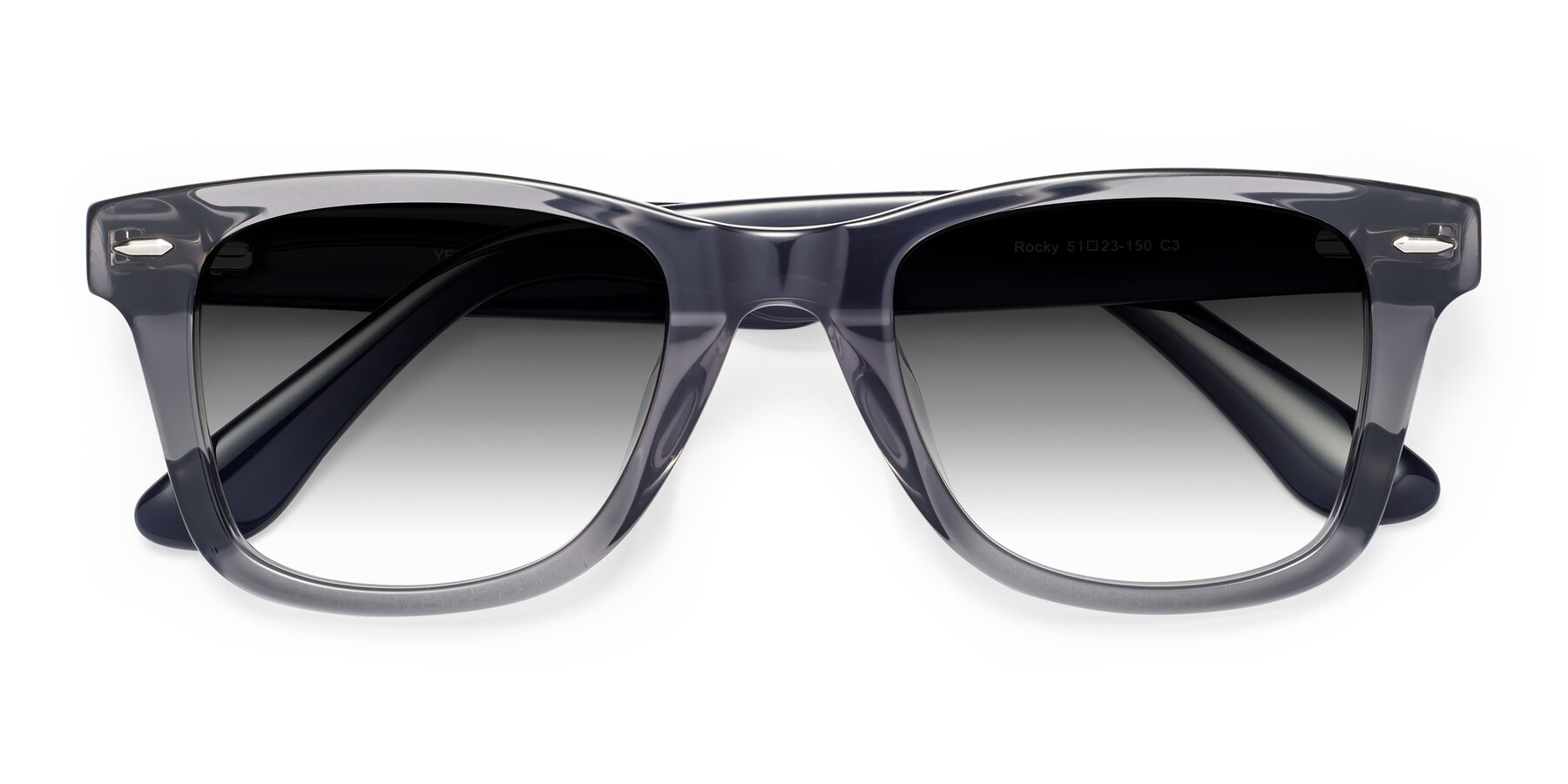 Folded Front of Rocky in Transprent Grey with Gray Gradient Lenses