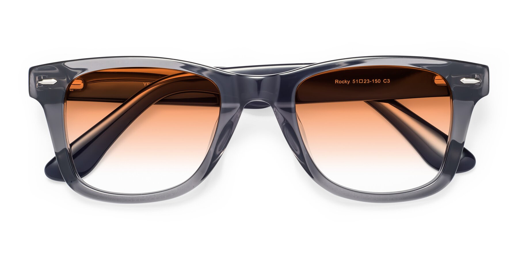 Folded Front of Rocky in Transprent Grey with Orange Gradient Lenses