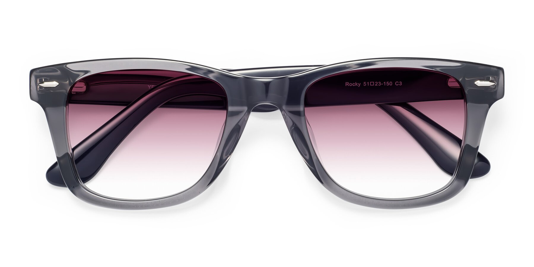 Folded Front of Rocky in Transprent Grey with Wine Gradient Lenses