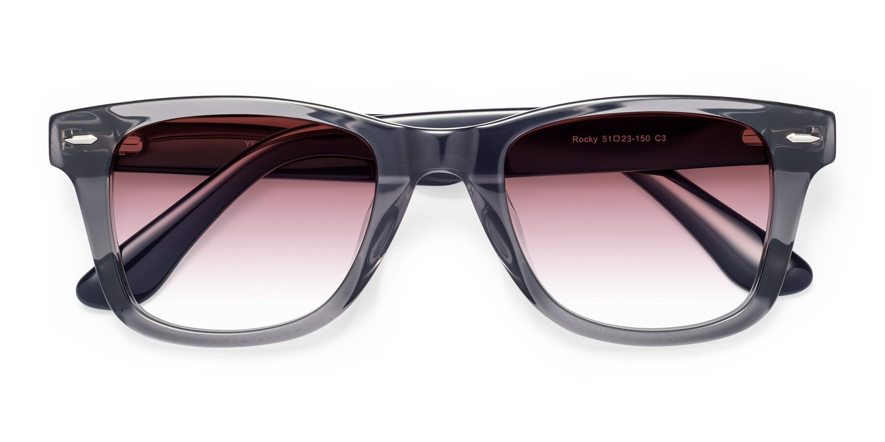 Folded Front of Rocky in Transprent Grey with Garnet Gradient Lenses