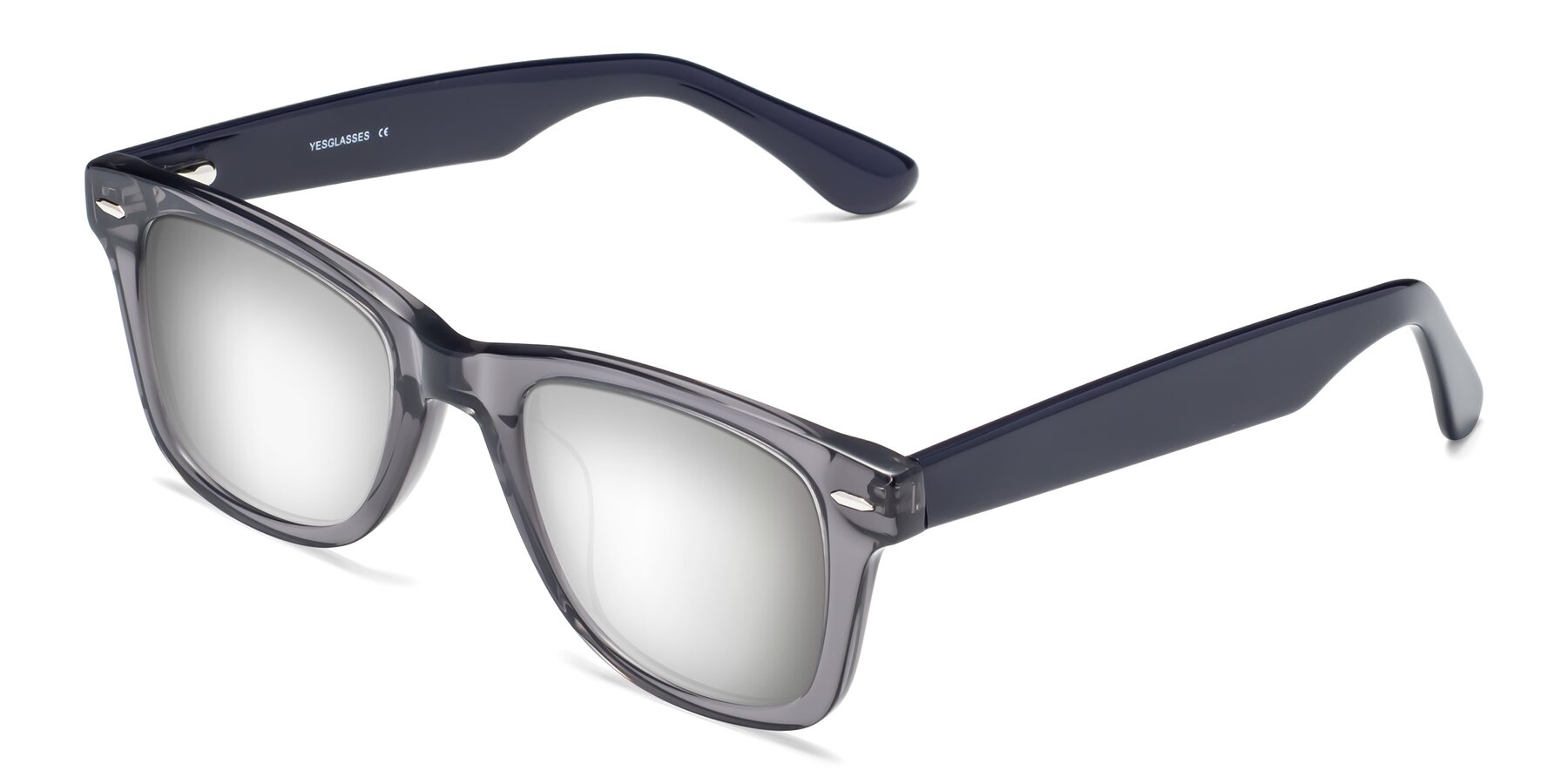 Angle of Rocky in Transprent Grey with Silver Mirrored Lenses