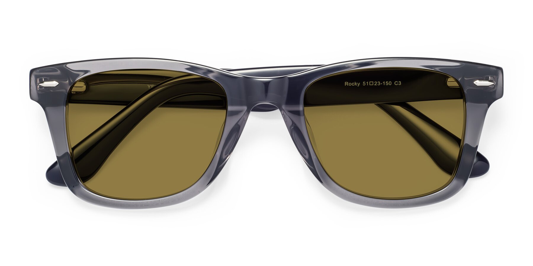 Folded Front of Rocky in Transprent Grey with Brown Polarized Lenses