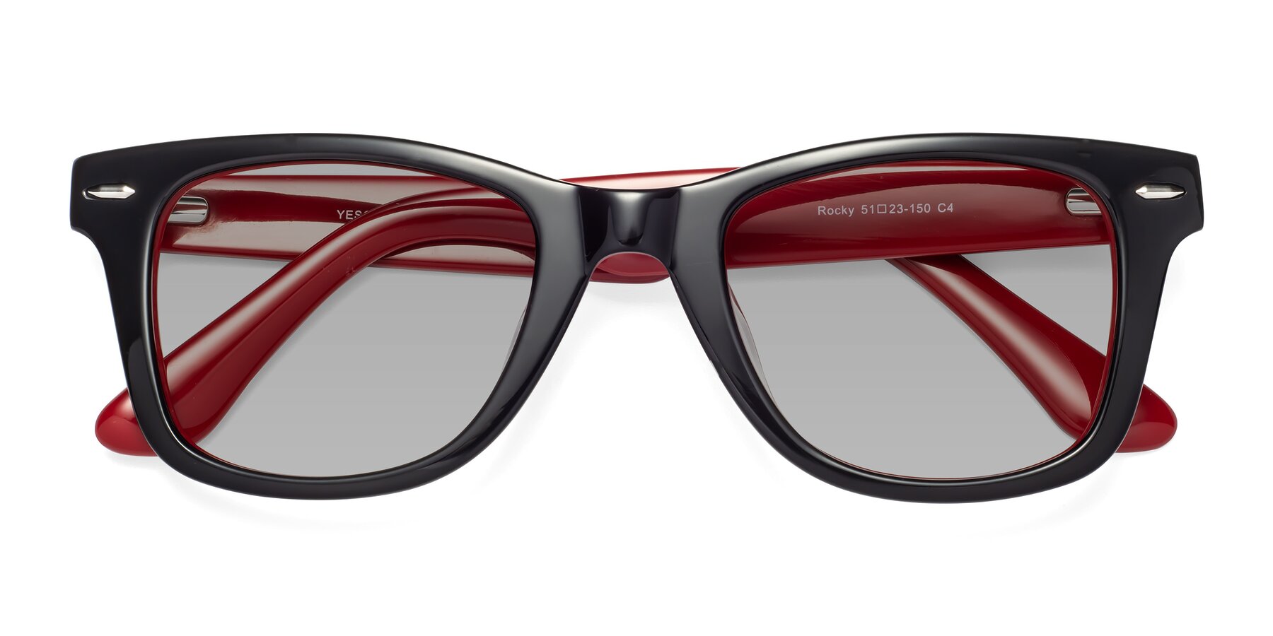 Folded Front of Rocky in Black-Wine with Light Gray Tinted Lenses