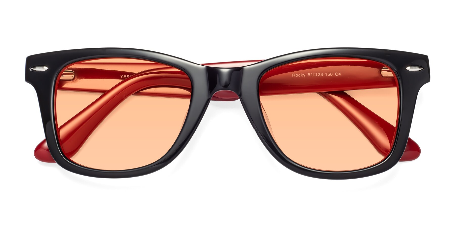Folded Front of Rocky in Black-Wine with Light Orange Tinted Lenses
