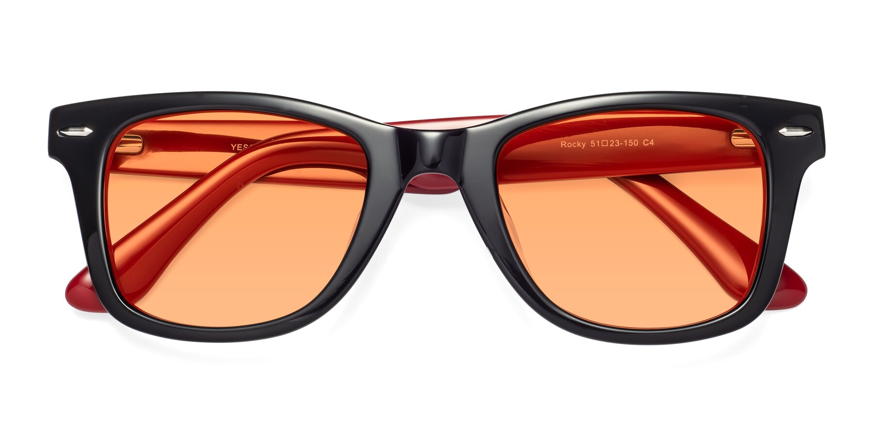 Folded Front of Rocky in Black-Wine with Medium Orange Tinted Lenses