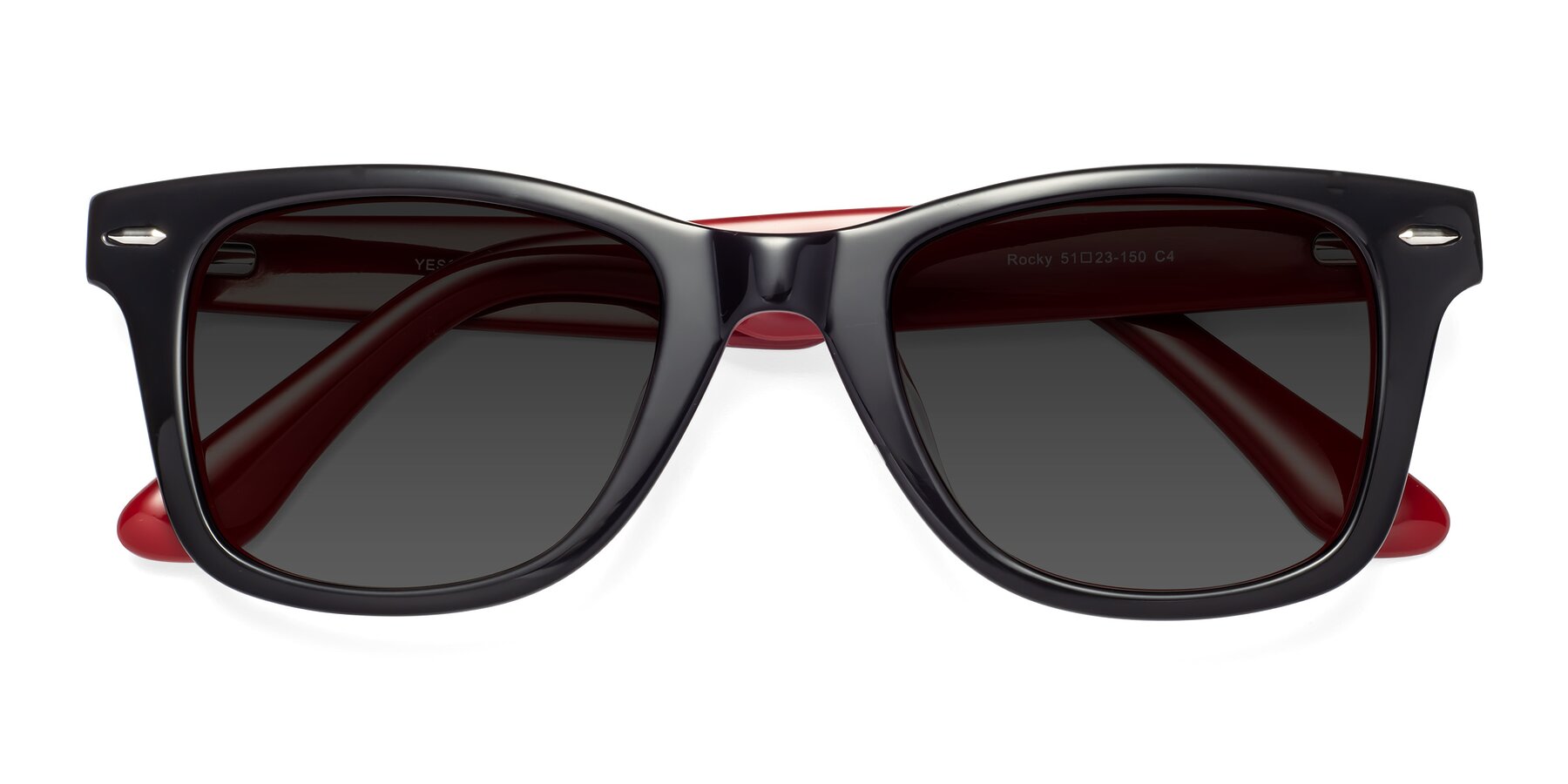 Folded Front of Rocky in Black-Wine with Gray Tinted Lenses