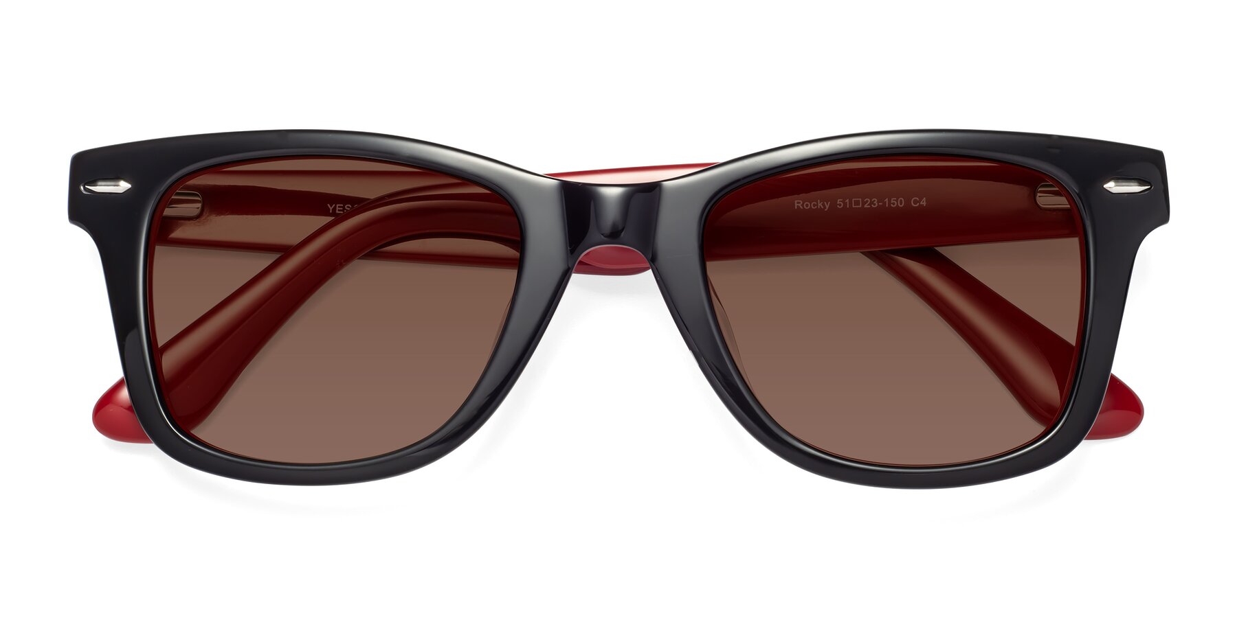 Folded Front of Rocky in Black-Wine with Brown Tinted Lenses