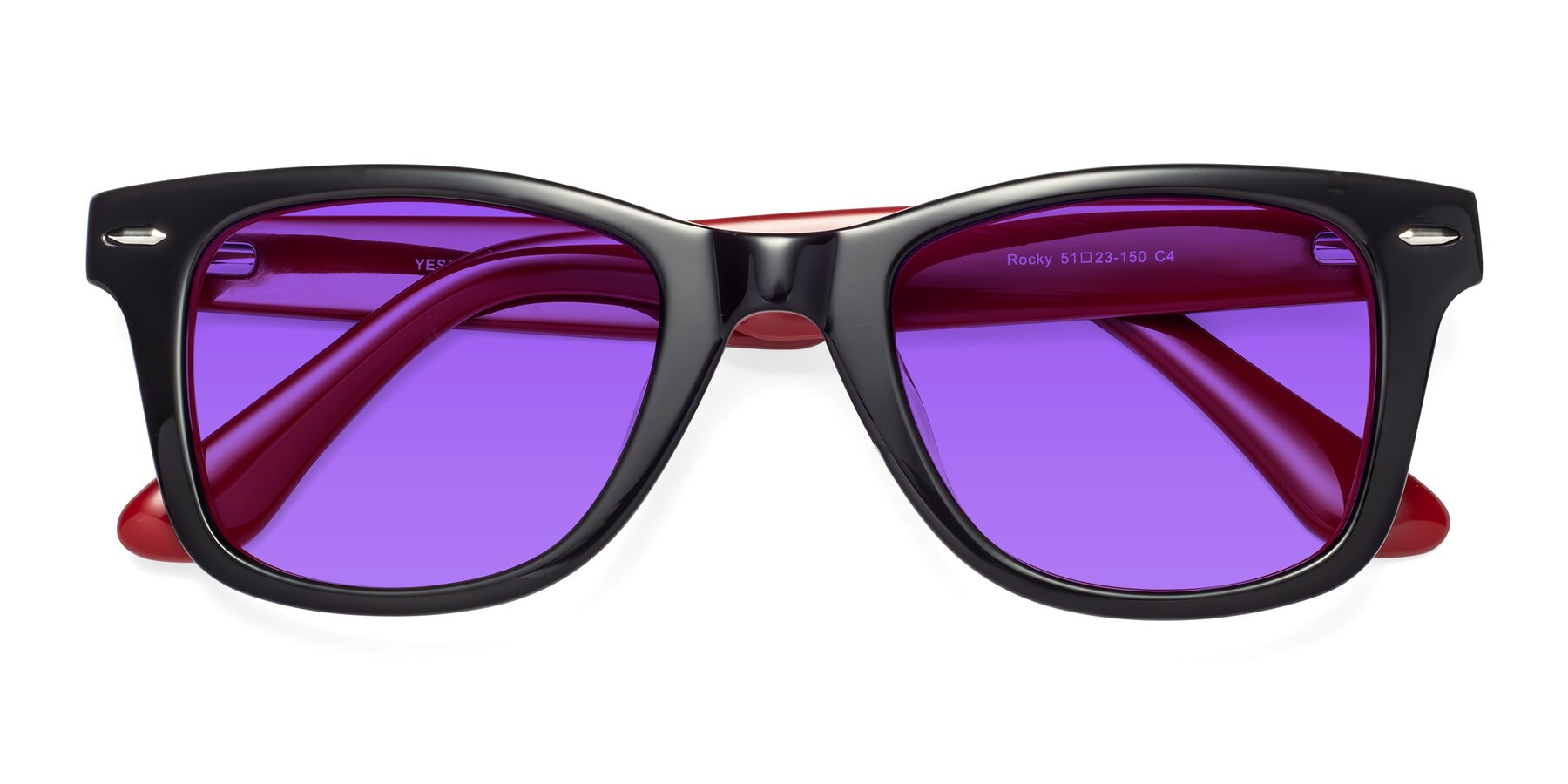 Folded Front of Rocky in Black-Wine with Purple Tinted Lenses
