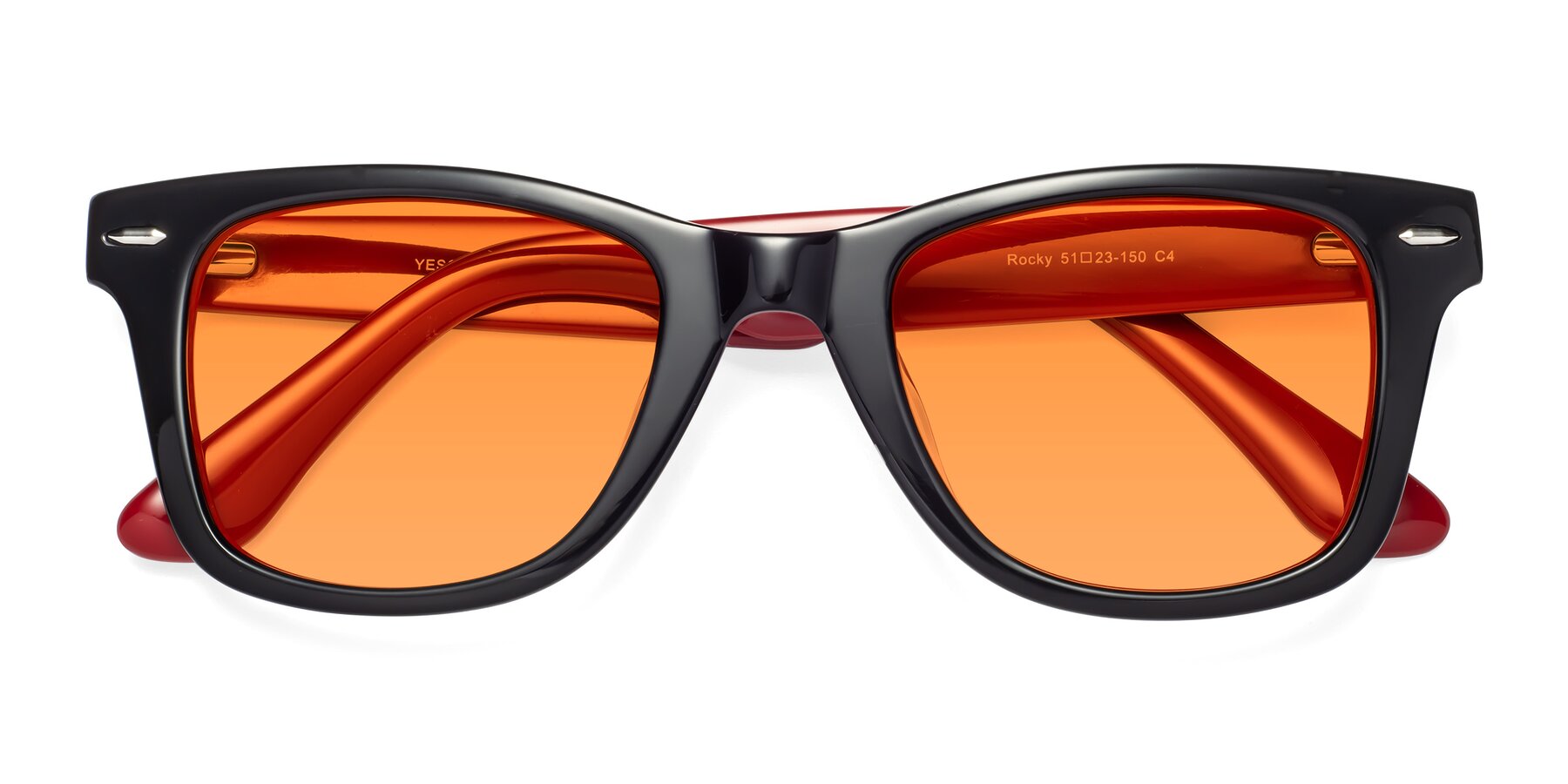 Folded Front of Rocky in Black-Wine with Orange Tinted Lenses
