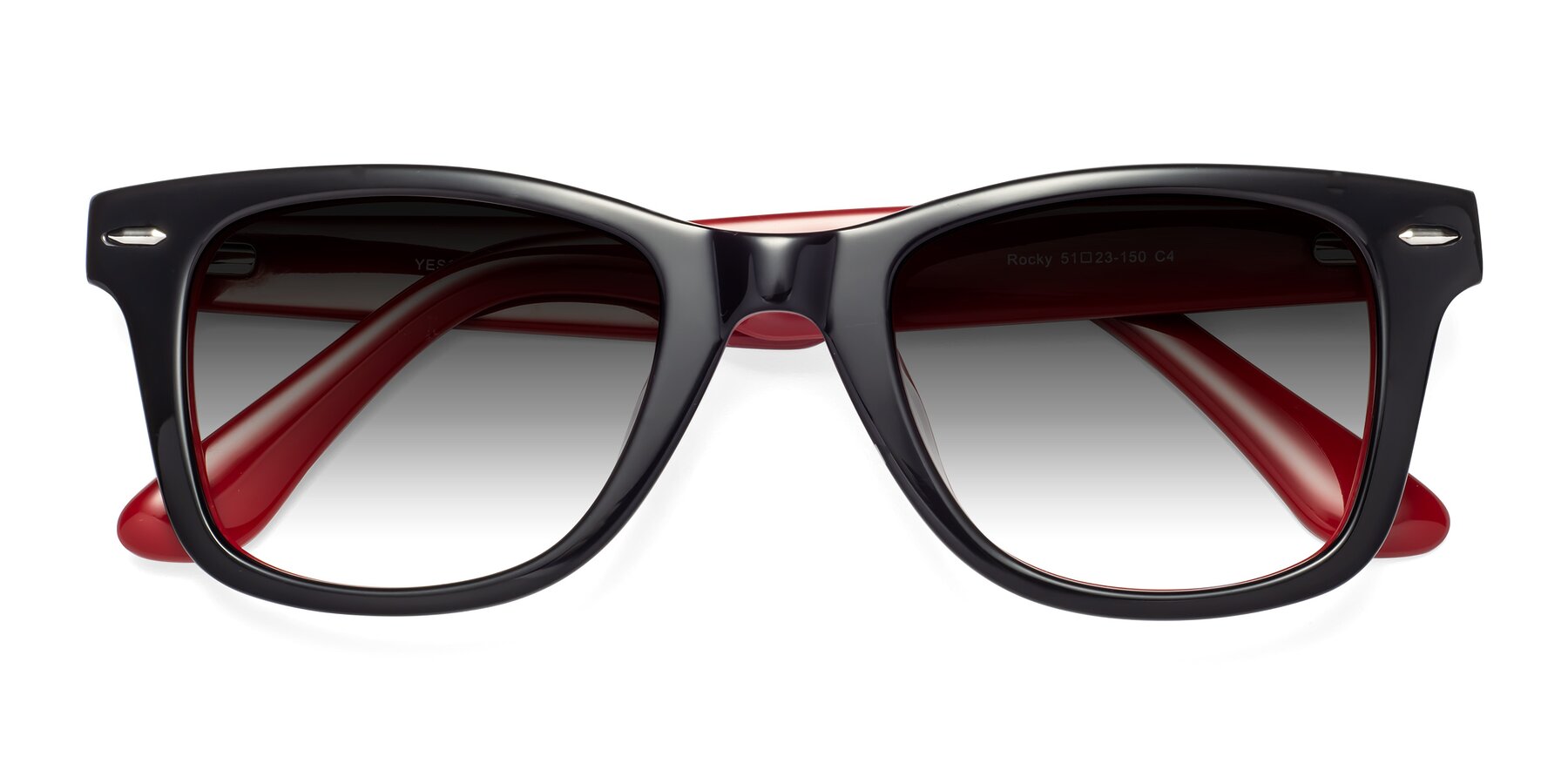 Folded Front of Rocky in Black-Wine with Gray Gradient Lenses