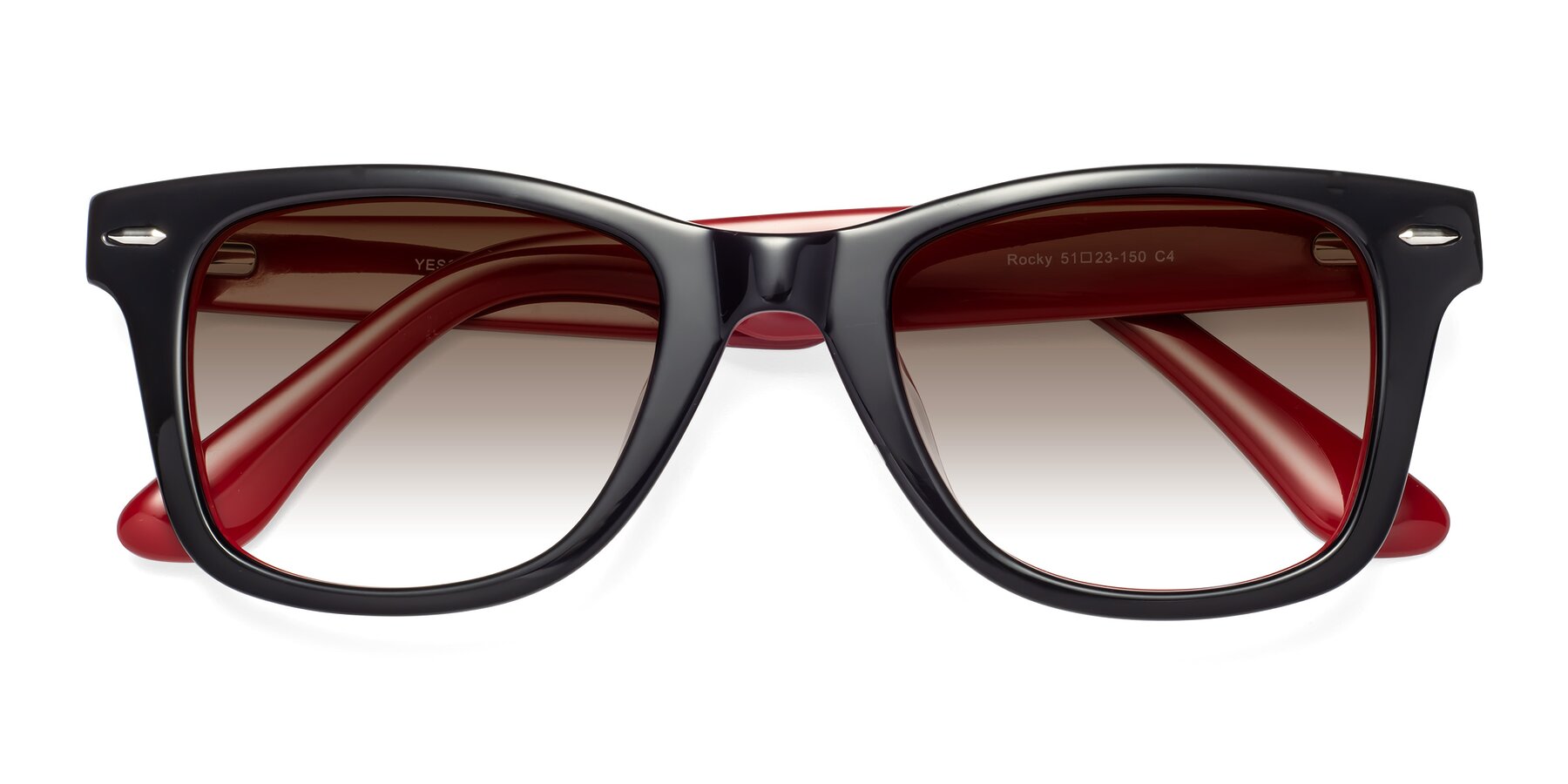 Folded Front of Rocky in Black-Wine with Brown Gradient Lenses