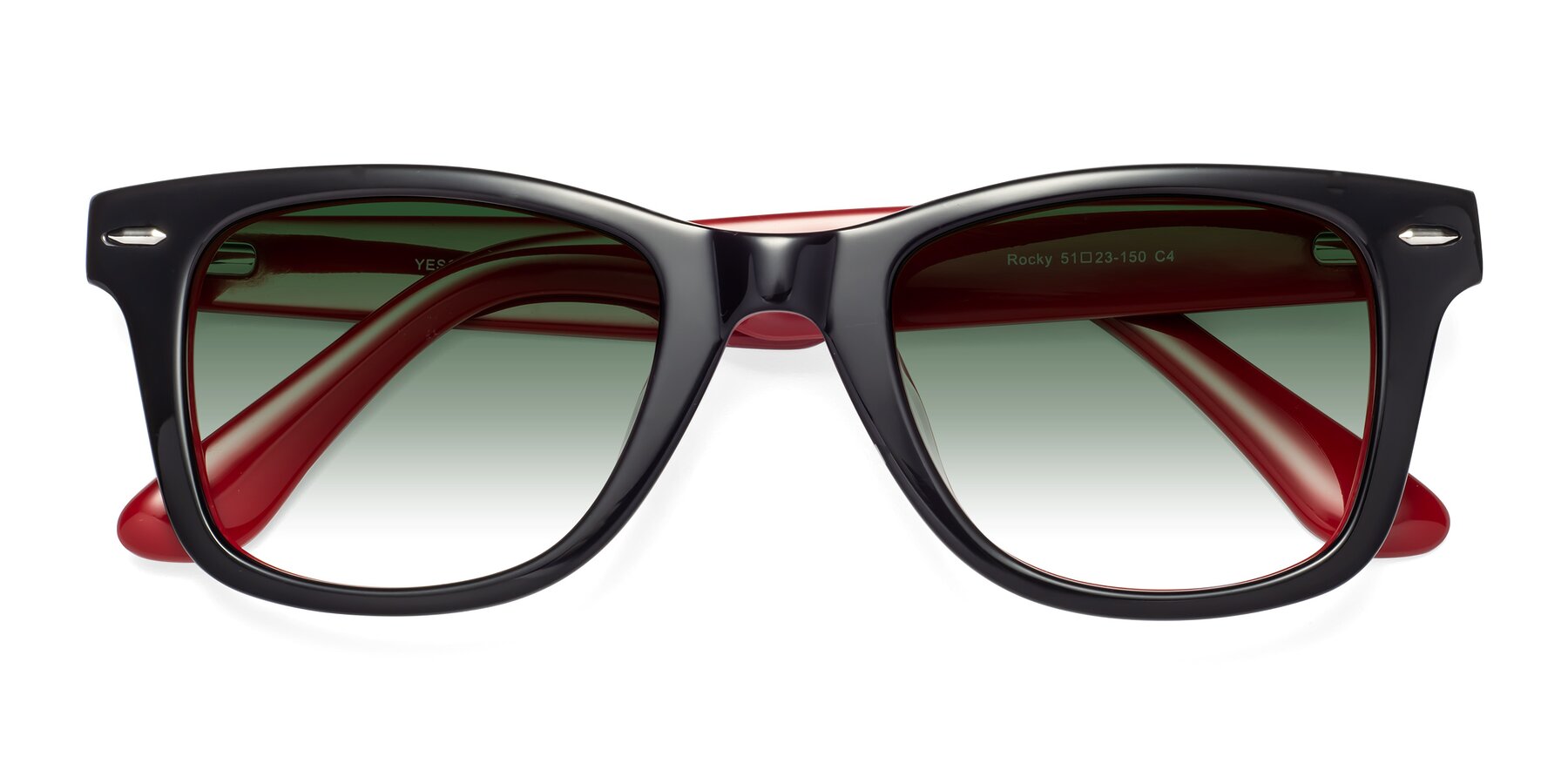 Folded Front of Rocky in Black-Wine with Green Gradient Lenses