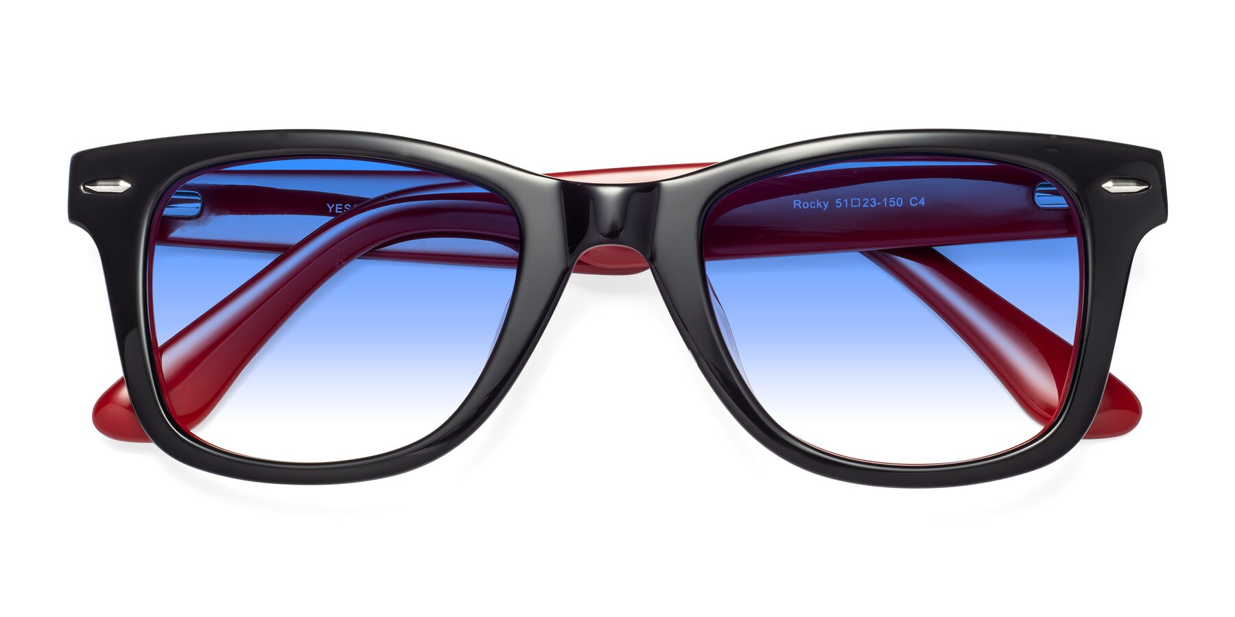 Folded Front of Rocky in Black-Wine with Blue Gradient Lenses