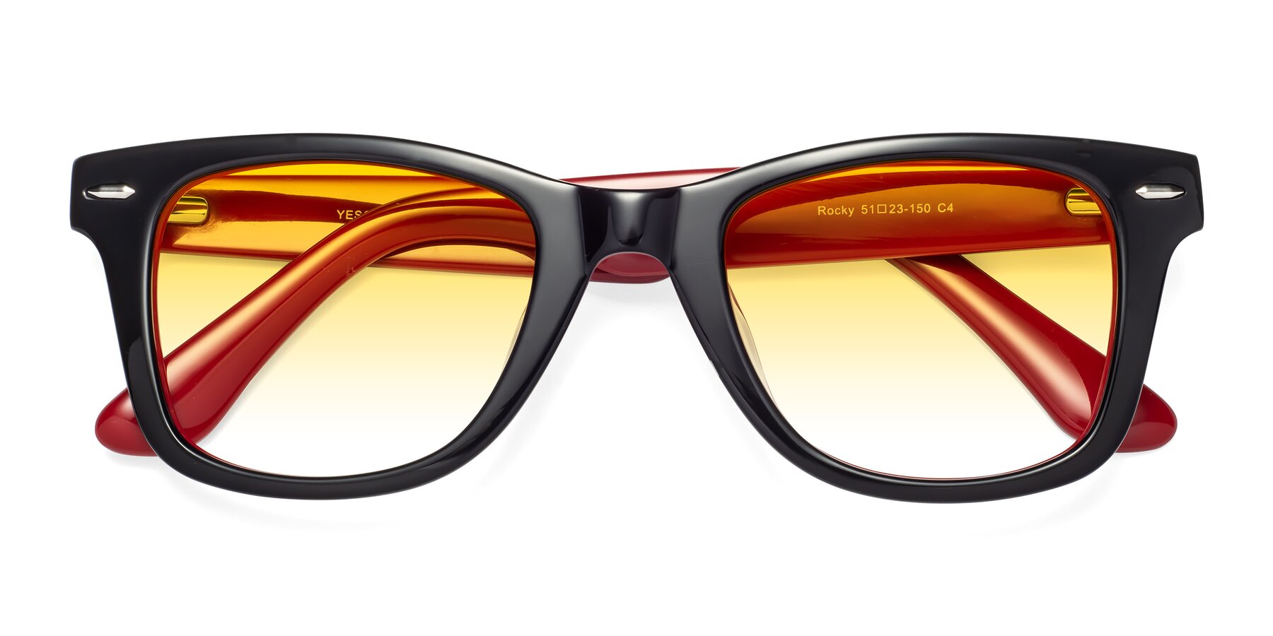 Folded Front of Rocky in Black-Wine with Yellow Gradient Lenses