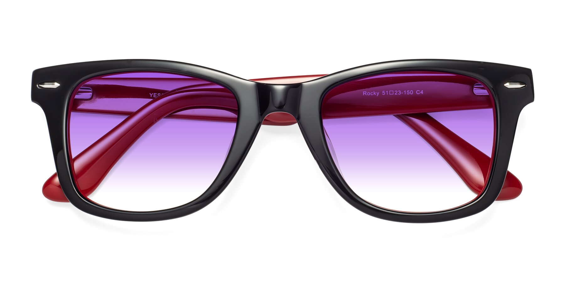 Folded Front of Rocky in Black-Wine with Purple Gradient Lenses