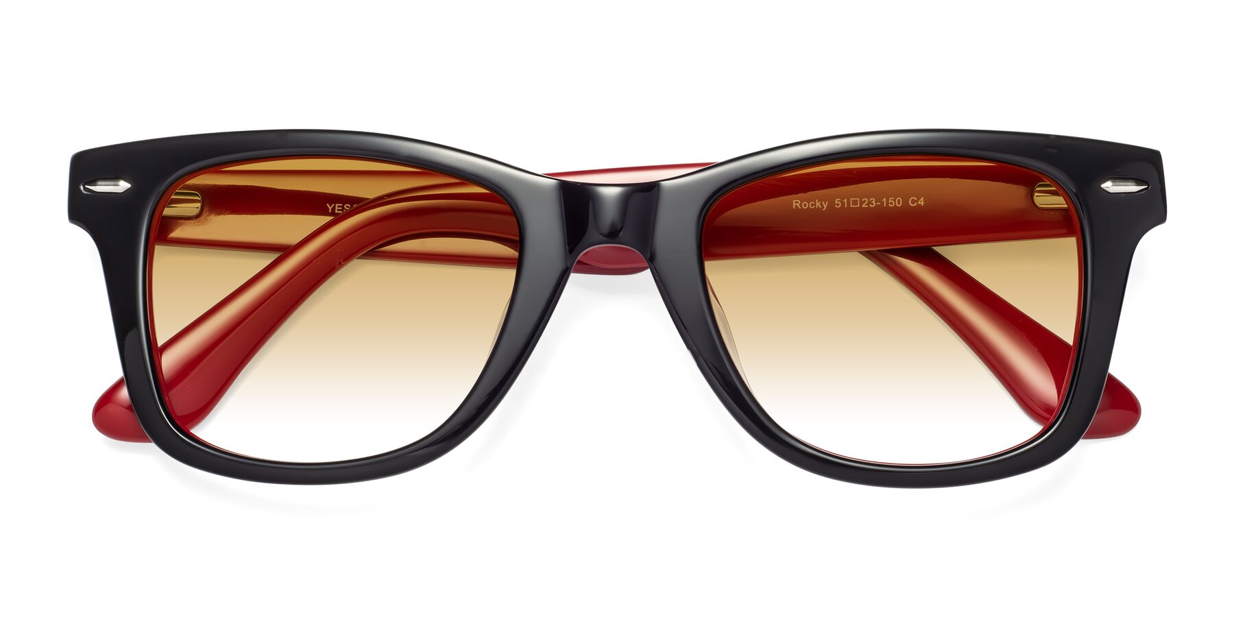 Folded Front of Rocky in Black-Wine with Champagne Gradient Lenses