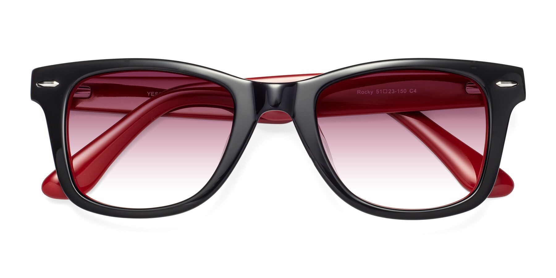 Folded Front of Rocky in Black-Wine with Wine Gradient Lenses