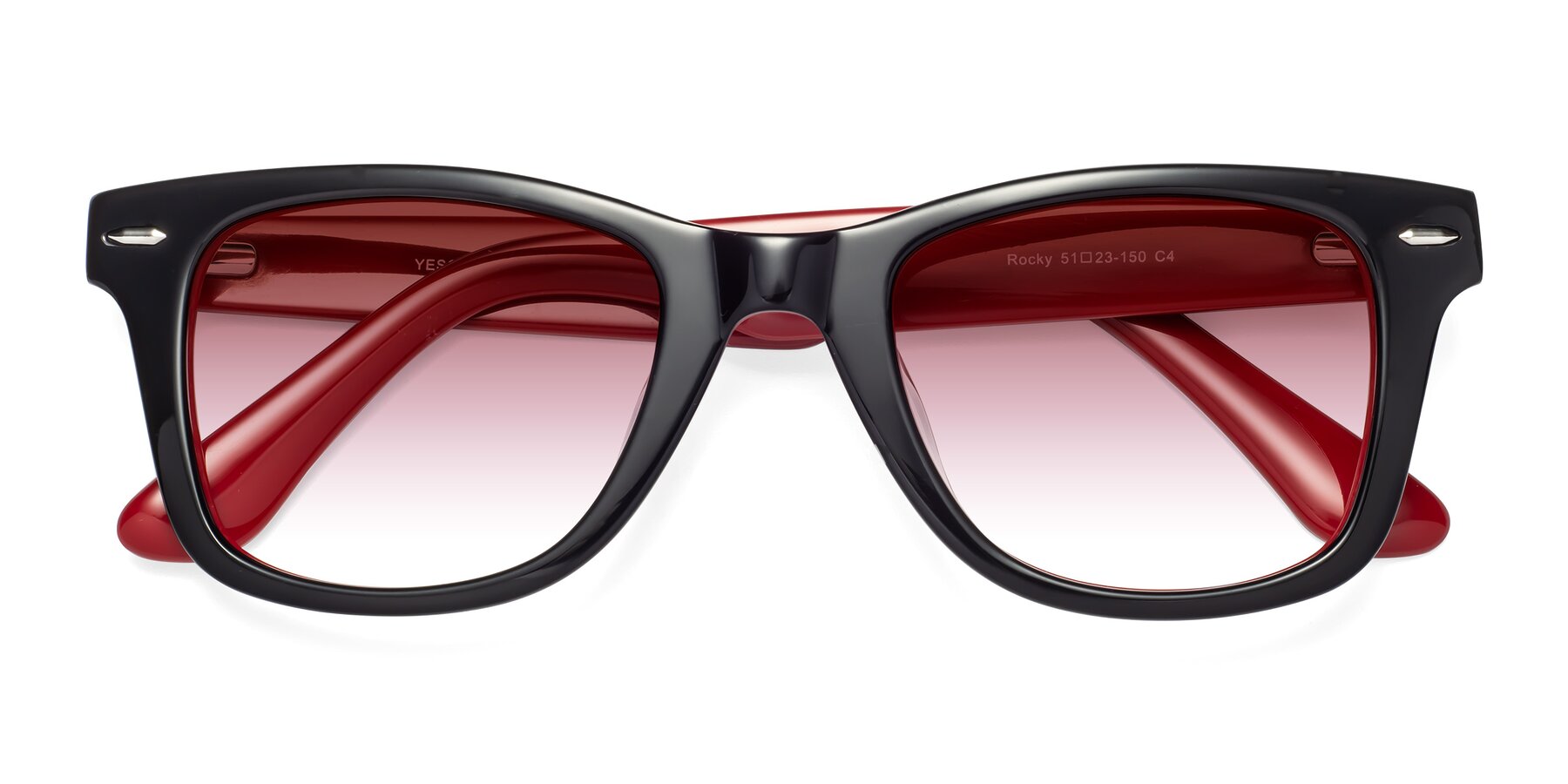 Folded Front of Rocky in Black-Wine with Garnet Gradient Lenses