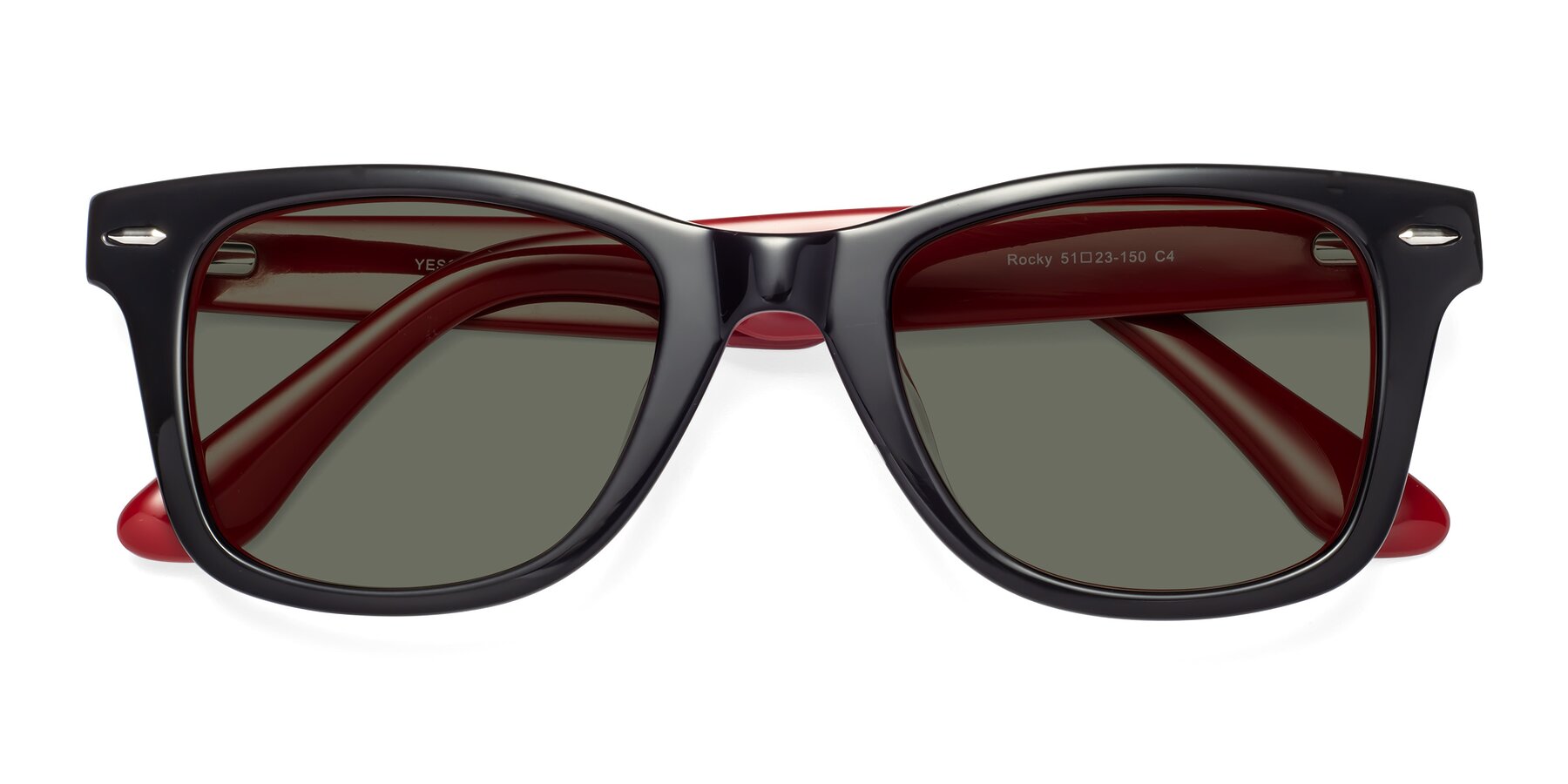 Folded Front of Rocky in Black-Wine with Gray Polarized Lenses
