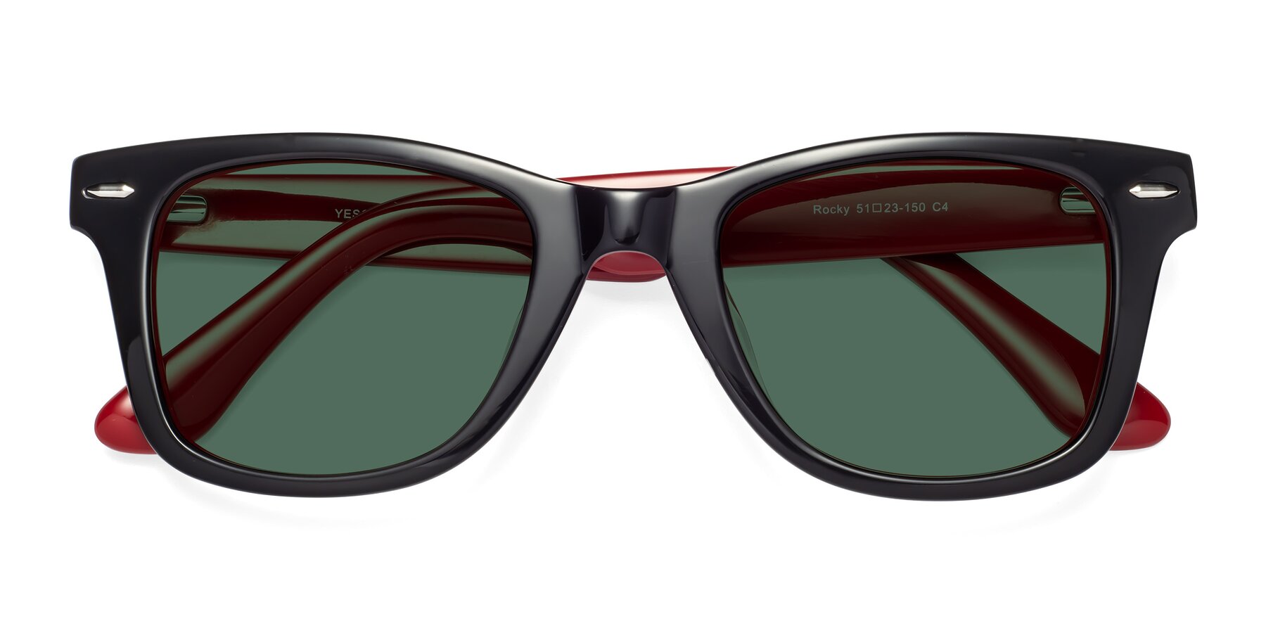 Folded Front of Rocky in Black-Wine with Green Polarized Lenses