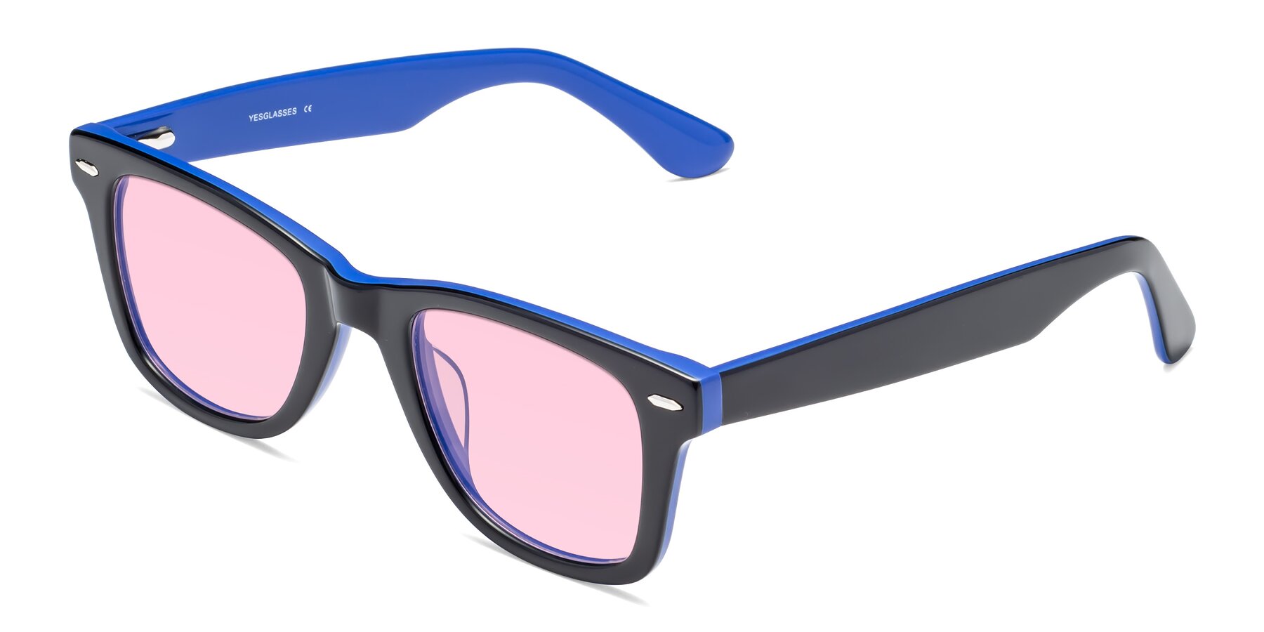 Angle of Rocky in Black-Blue with Light Pink Tinted Lenses