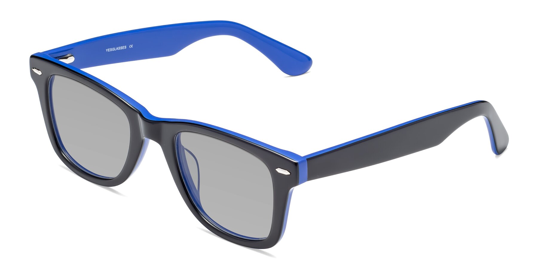 Angle of Rocky in Black-Blue with Light Gray Tinted Lenses
